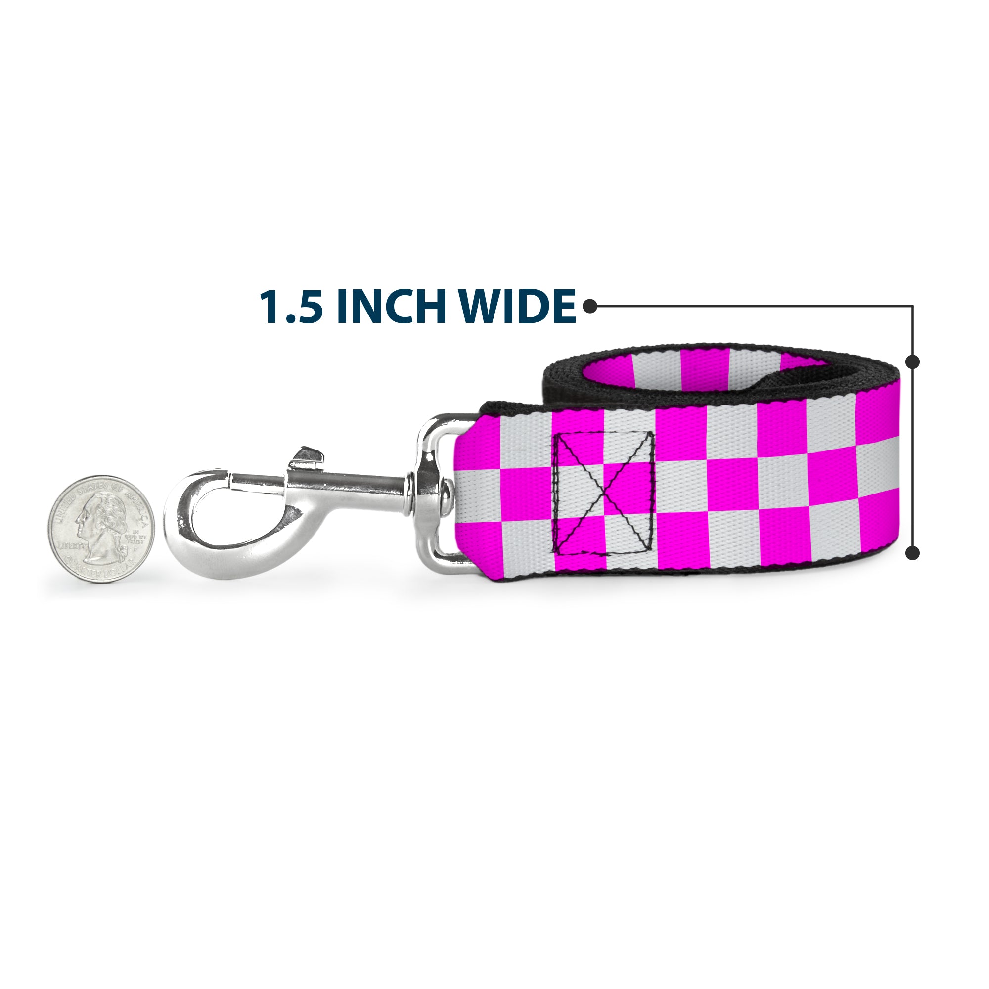Dog Leash - Checker Fuchsia Pink/White Dog Leashes Buckle-Down