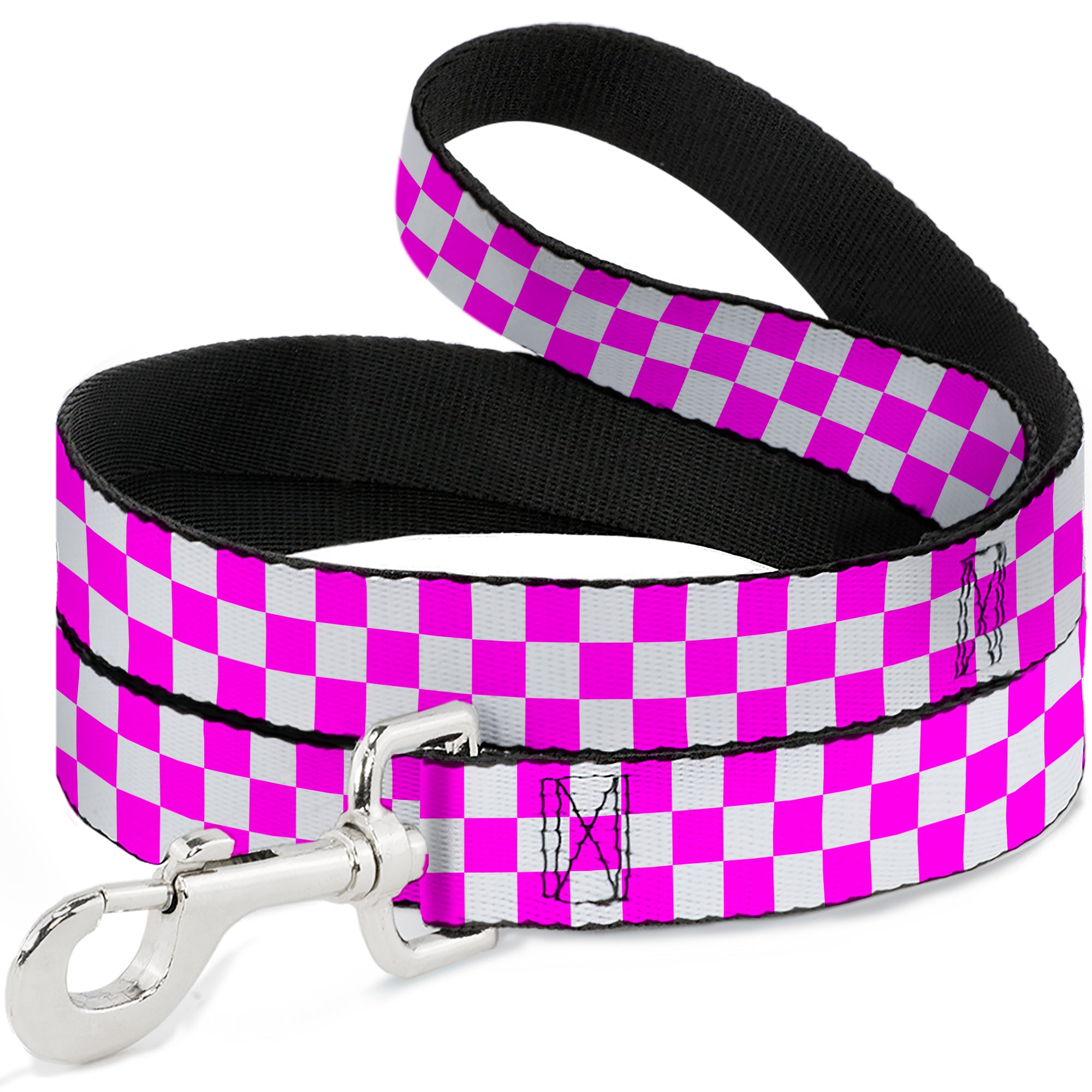 Dog Leash - Checker Fuchsia Pink/White Dog Leashes Buckle-Down