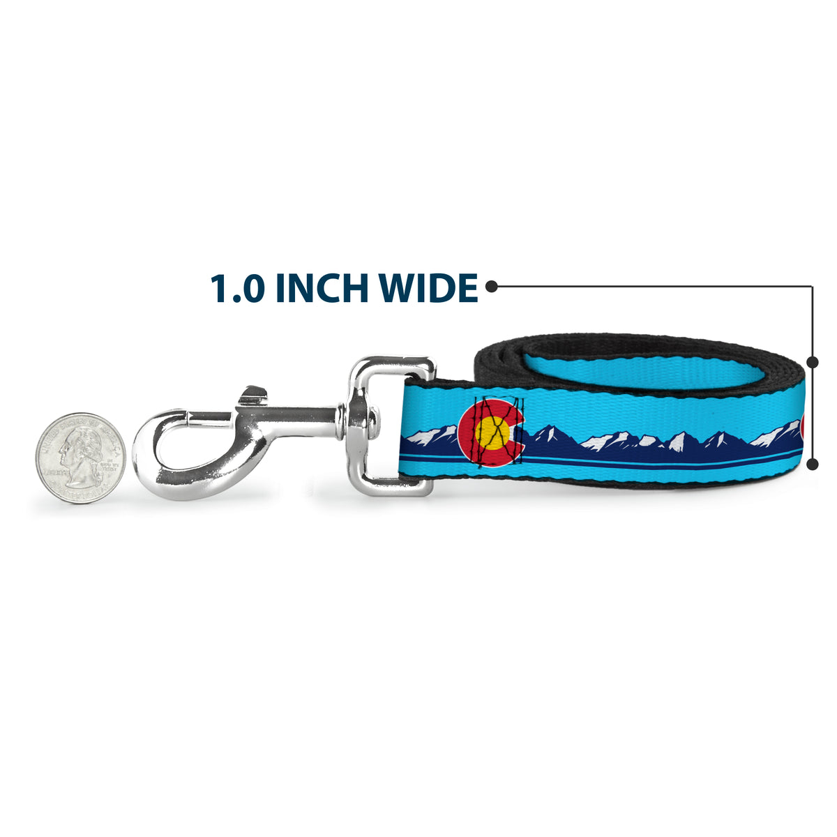 Dog Leash - Colorado Flag Icon Mountain Skyline Blue/Navy/White Dog Leashes Buckle-Down