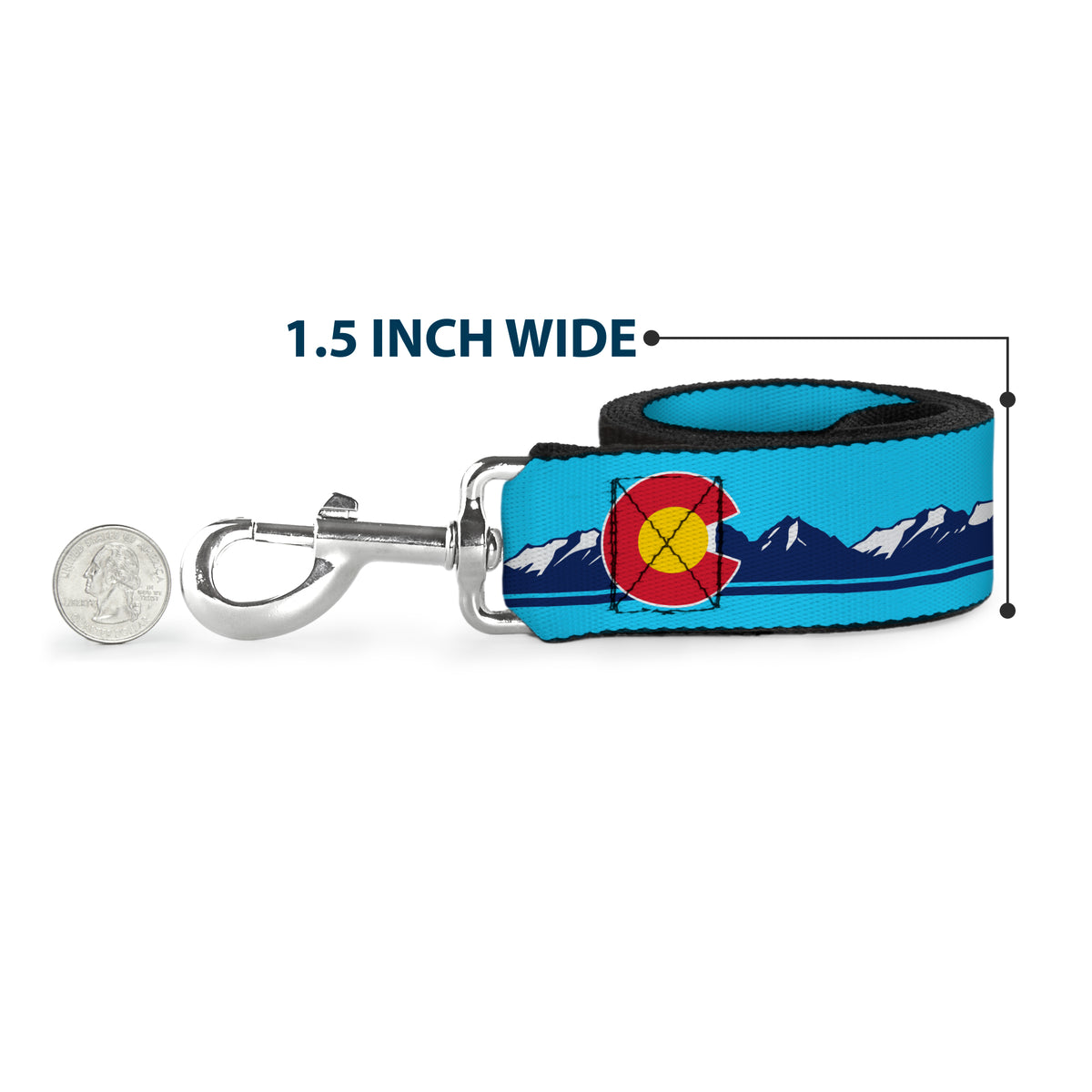 Dog Leash - Colorado Flag Icon Mountain Skyline Blue/Navy/White Dog Leashes Buckle-Down
