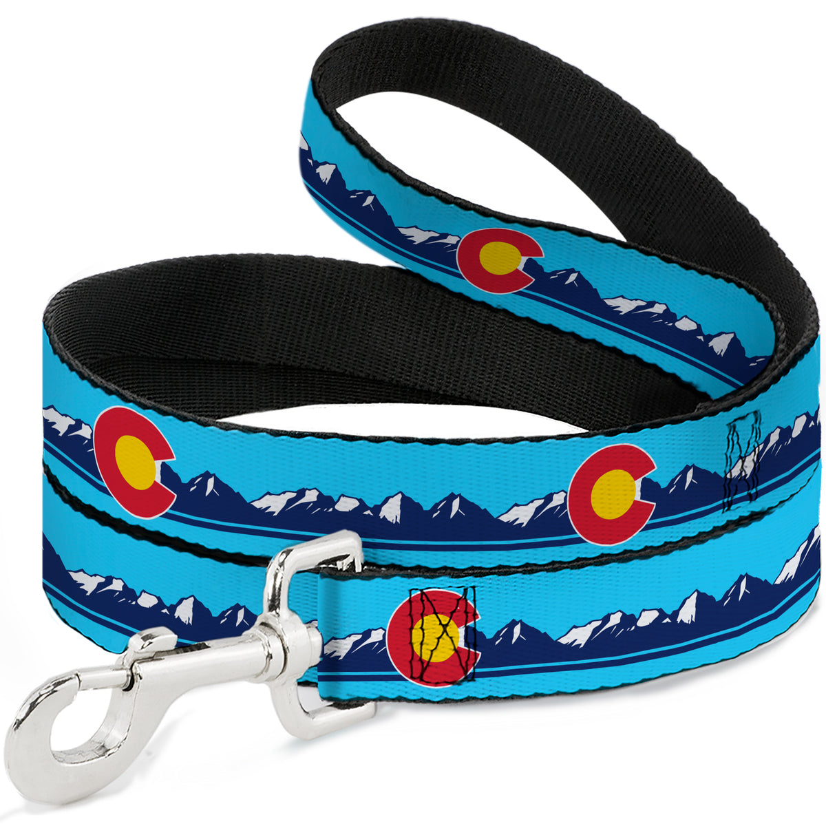 Dog Leash - Colorado Flag Icon Mountain Skyline Blue/Navy/White Dog Leashes Buckle-Down