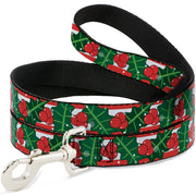 Dog Leash - Snowy Holly Stripe Reds/White/Greens Dog Leashes Buckle-Down
