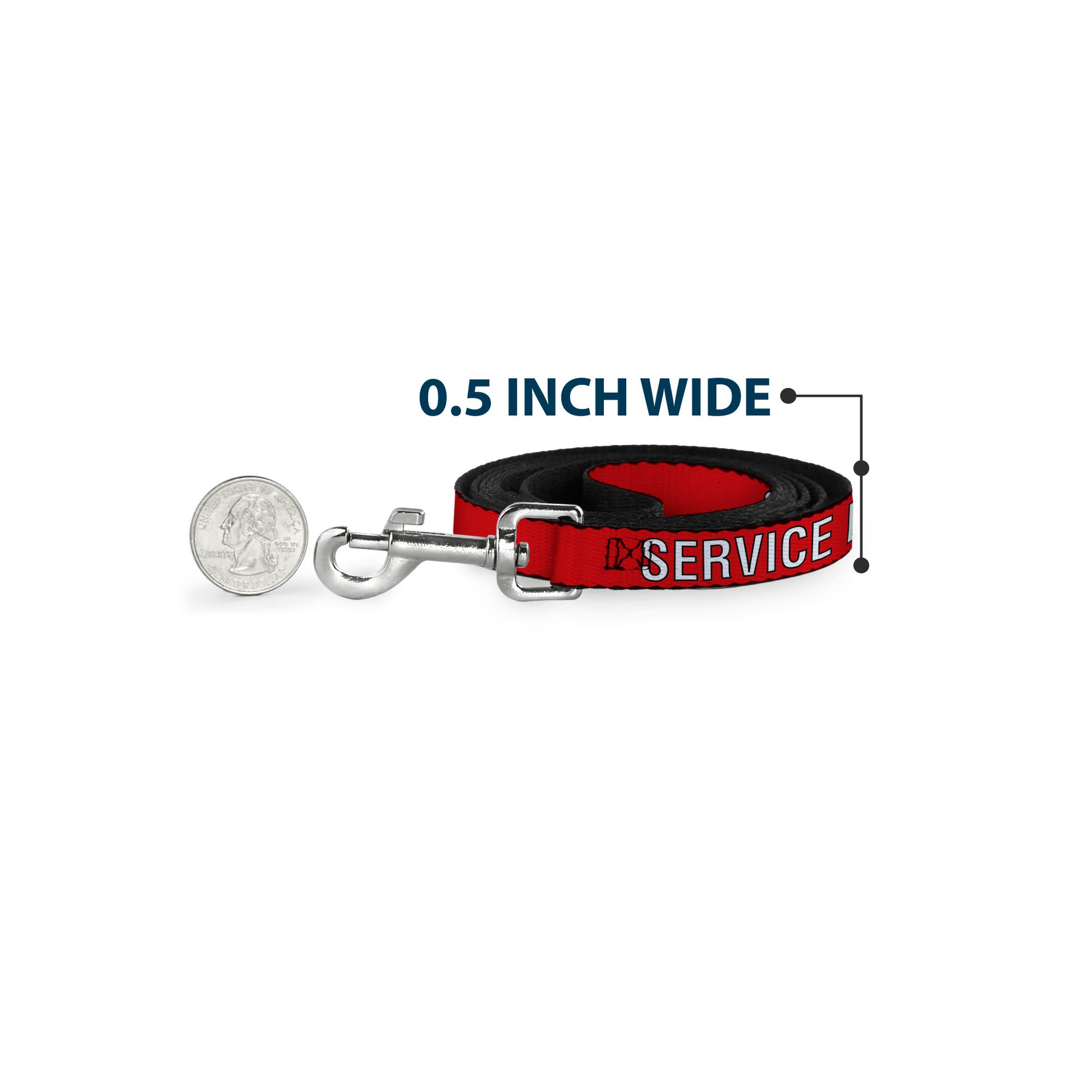 Dog Leash - SERVICE DOG Red/Black/White Dog Leashes Buckle-Down