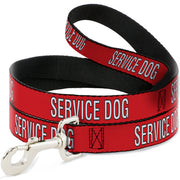 Dog Leash - SERVICE DOG Red/Black/White Dog Leashes Buckle-Down