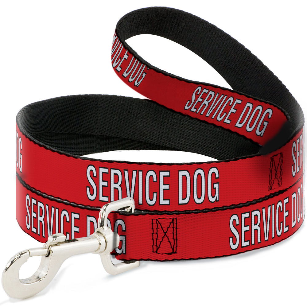 Dog Leash - SERVICE DOG Red/Black/White Dog Leashes Buckle-Down