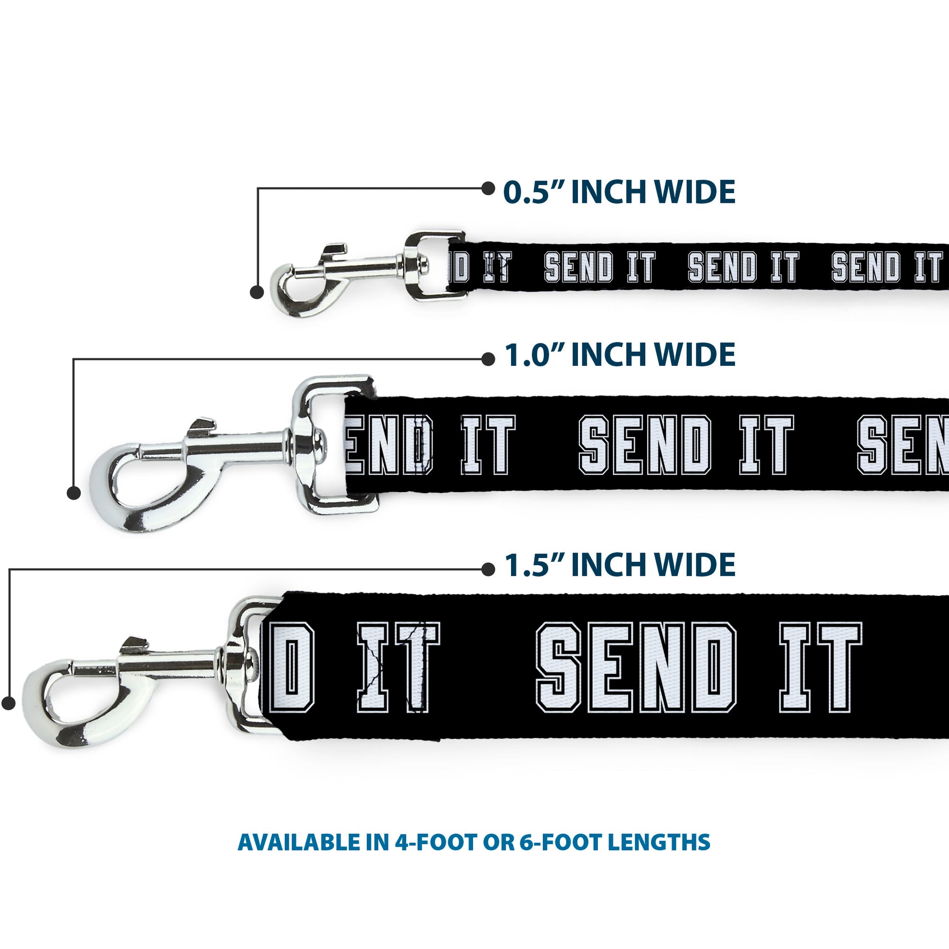 Dog Leash - SEND IT Black/White Dog Leashes Buckle-Down