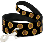 Dog Leash - Sunflower Face Repeat Black Dog Leashes Buckle-Down