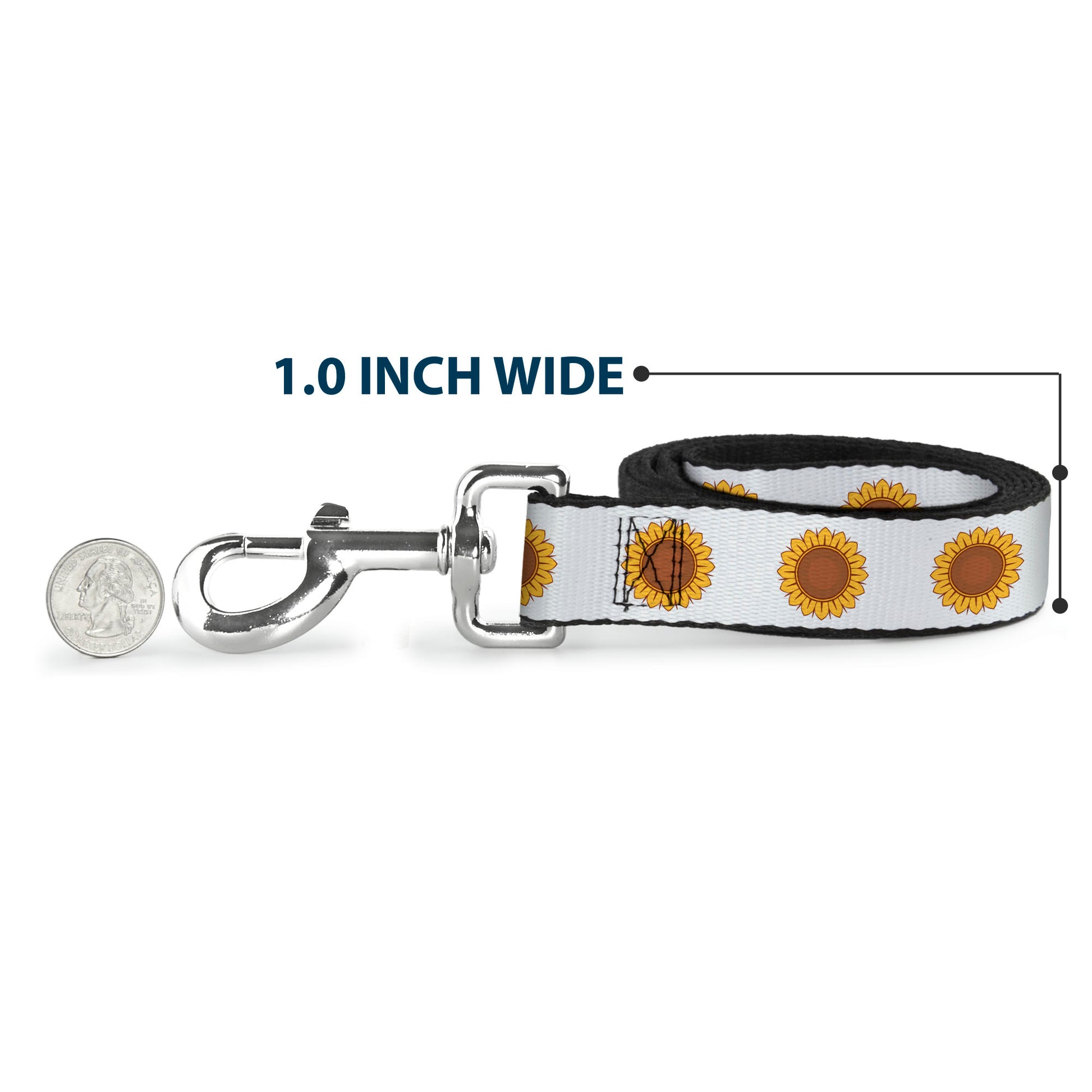 Dog Leash - Sunflower Face Repeat White Dog Leashes Buckle-Down