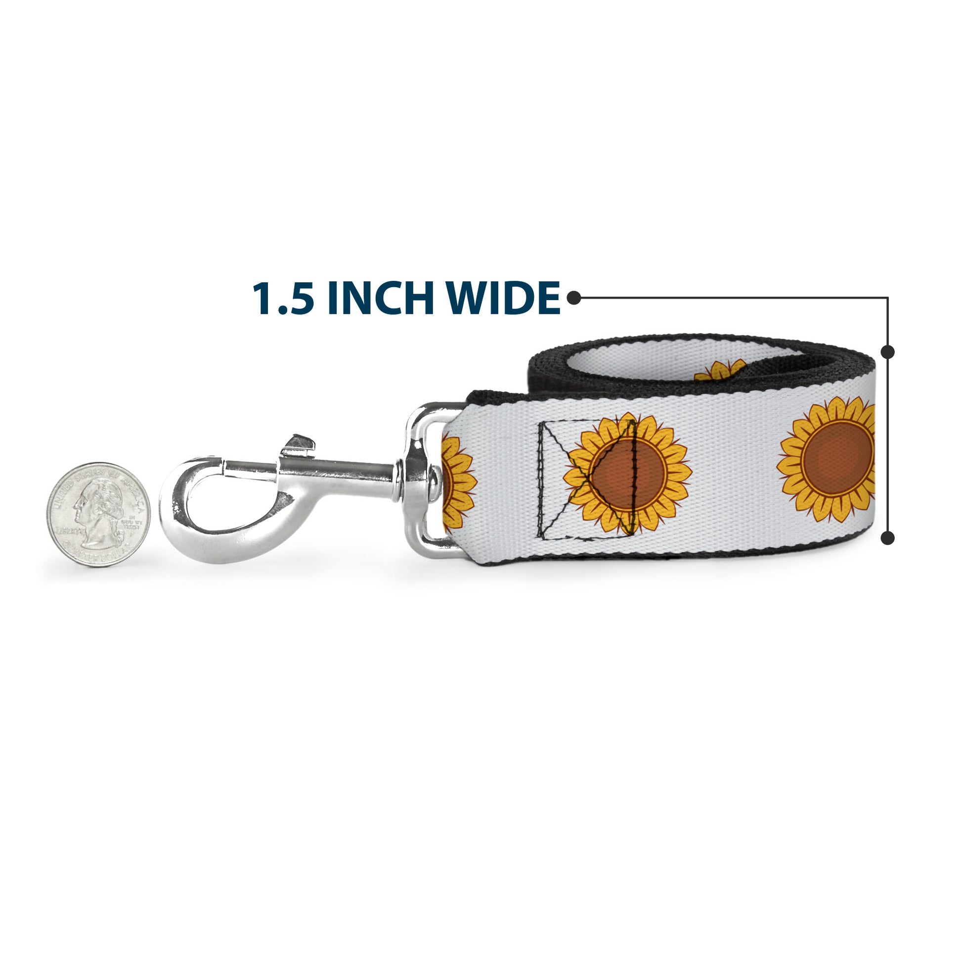 Dog Leash - Sunflower Face Repeat White Dog Leashes Buckle-Down