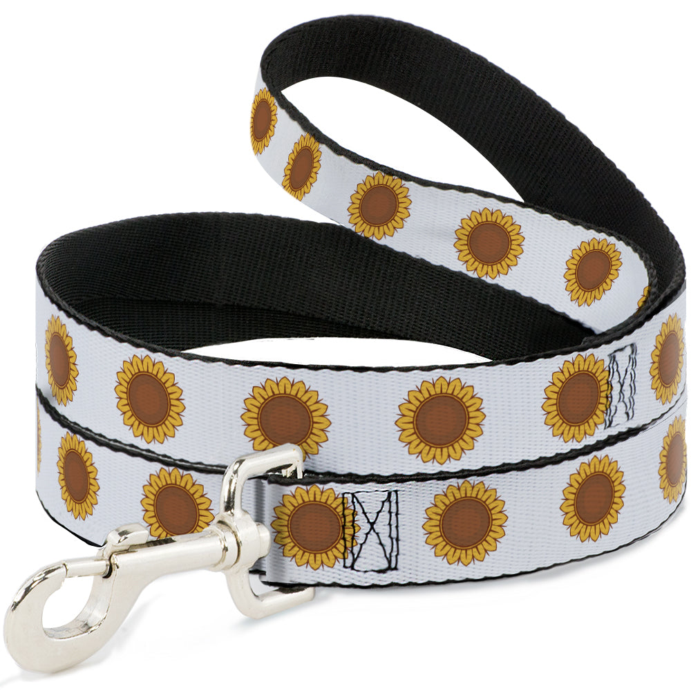 Dog Leash - Sunflower Face Repeat White Dog Leashes Buckle-Down