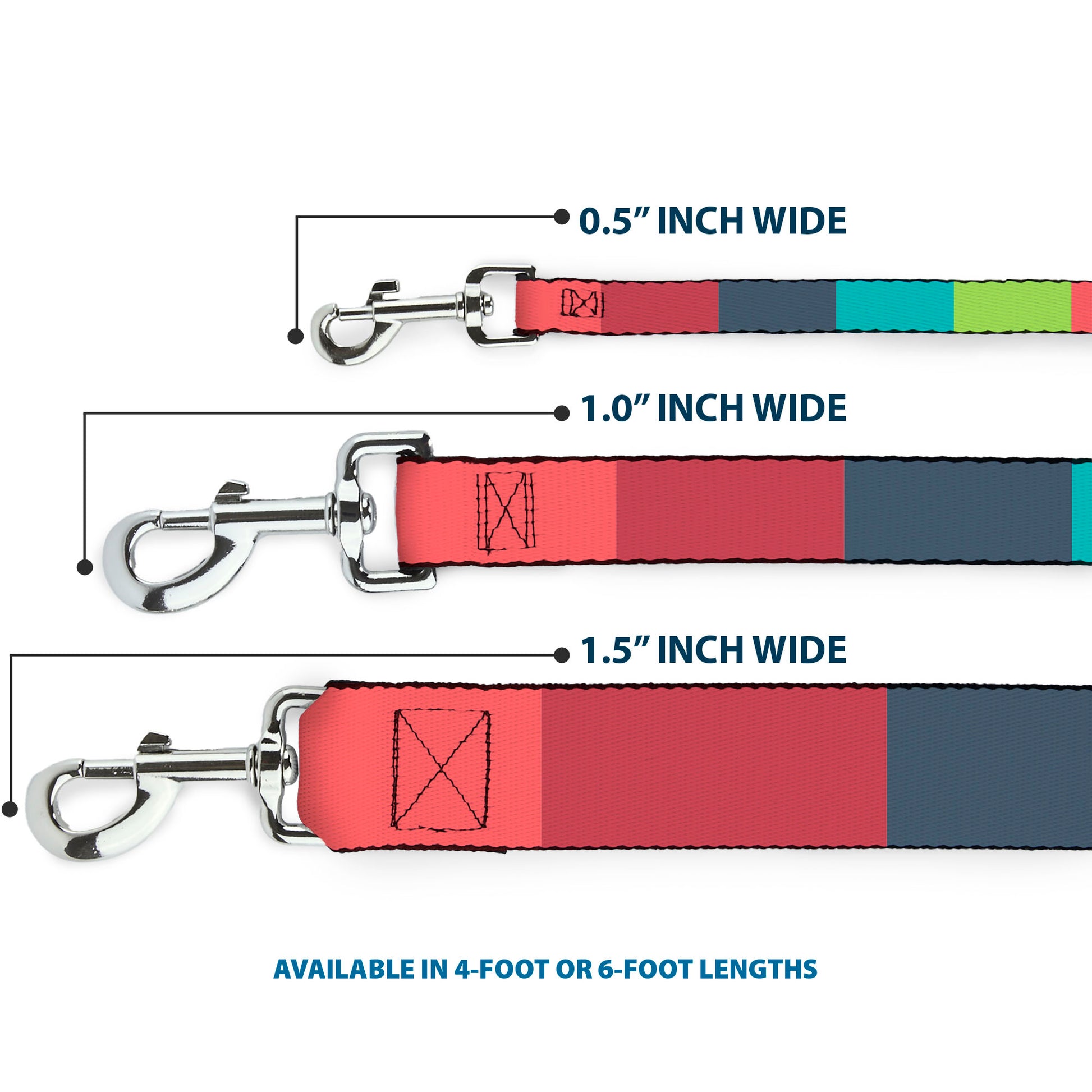 Dog Leash - Summer Essentials Color Block 8 Dog Leashes Buckle-Down