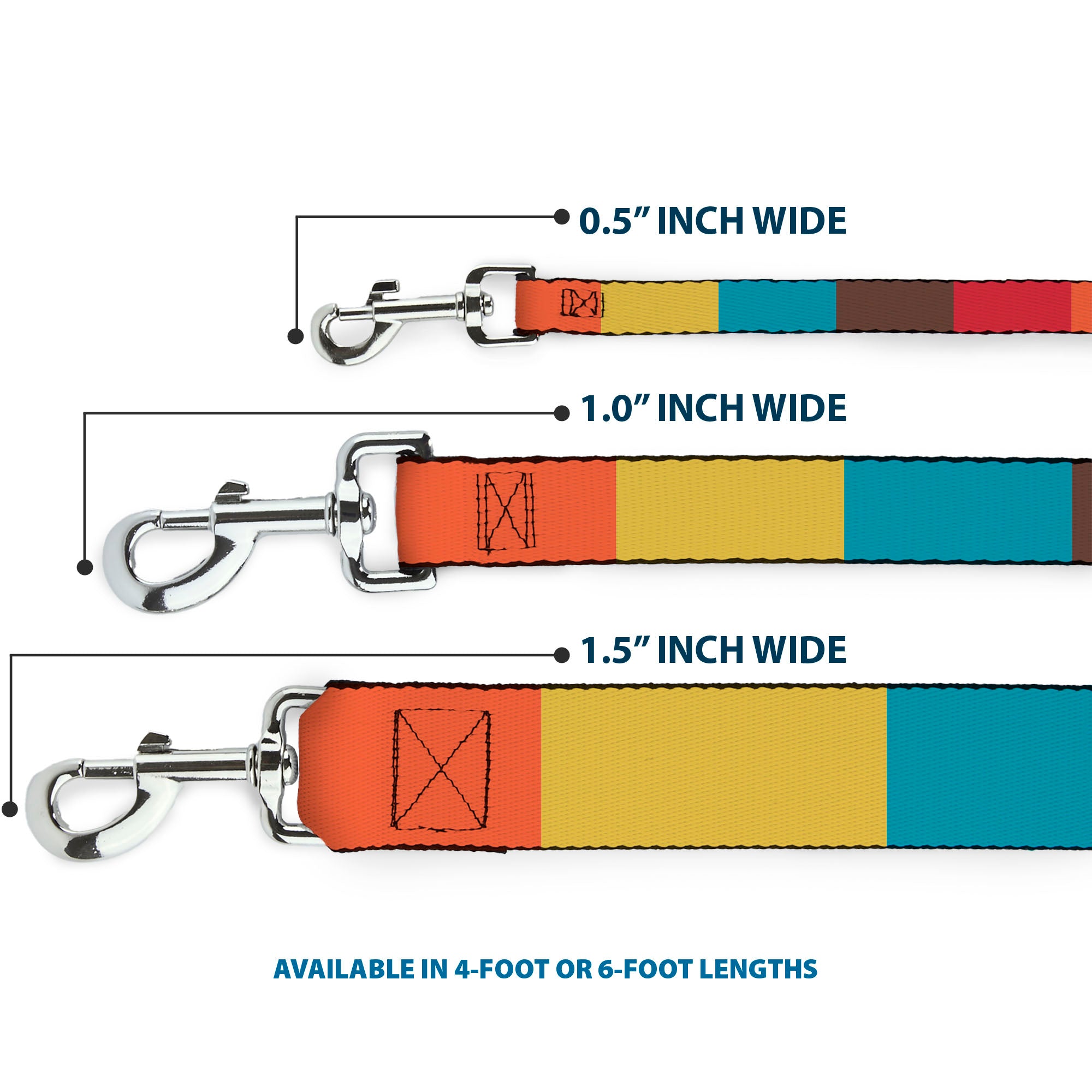 Dog Leash - Summer Essentials Color Block 9 Dog Leashes Buckle-Down