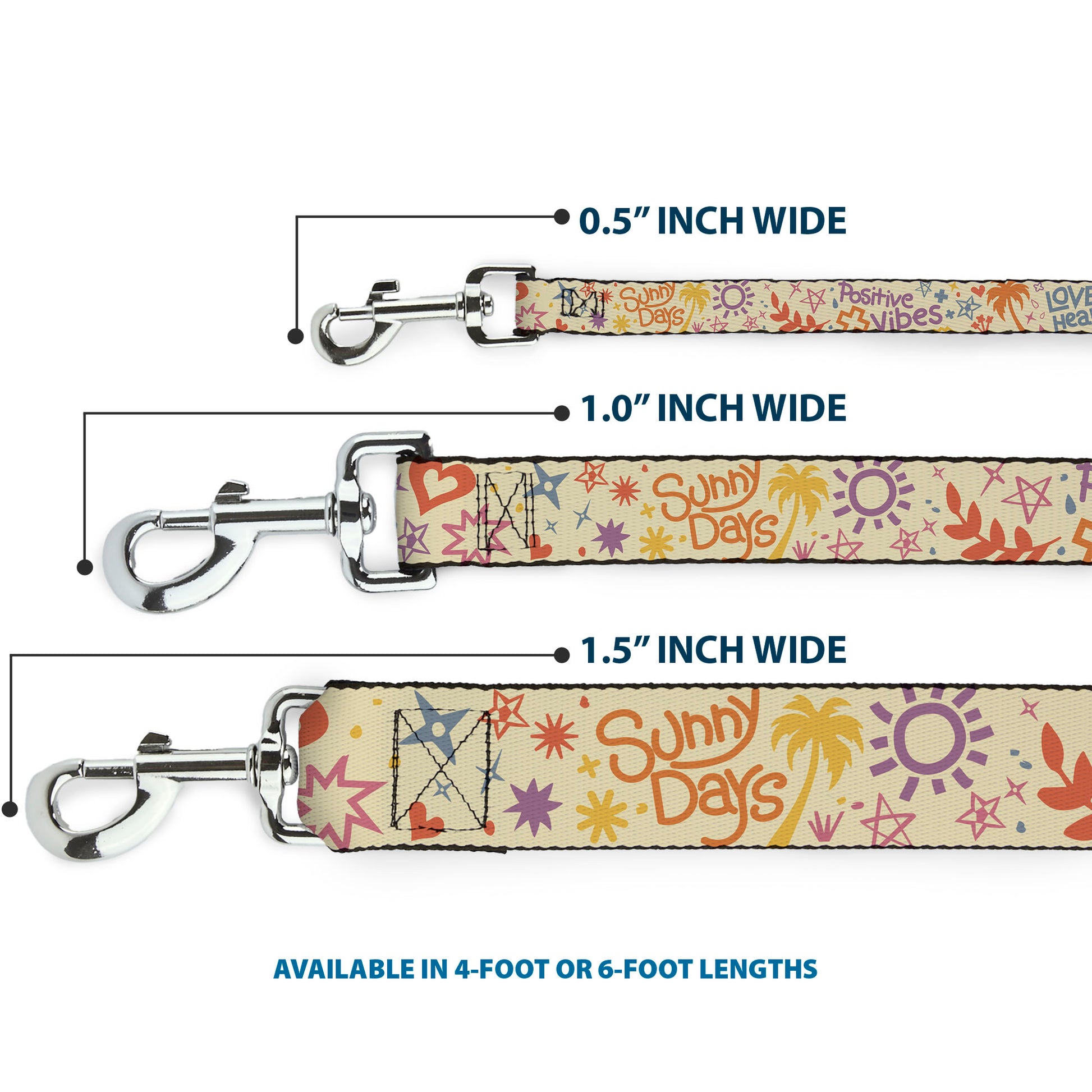 Dog Leash - Summer Harmony Collage Beige/Multi Color Dog Leashes Buckle-Down