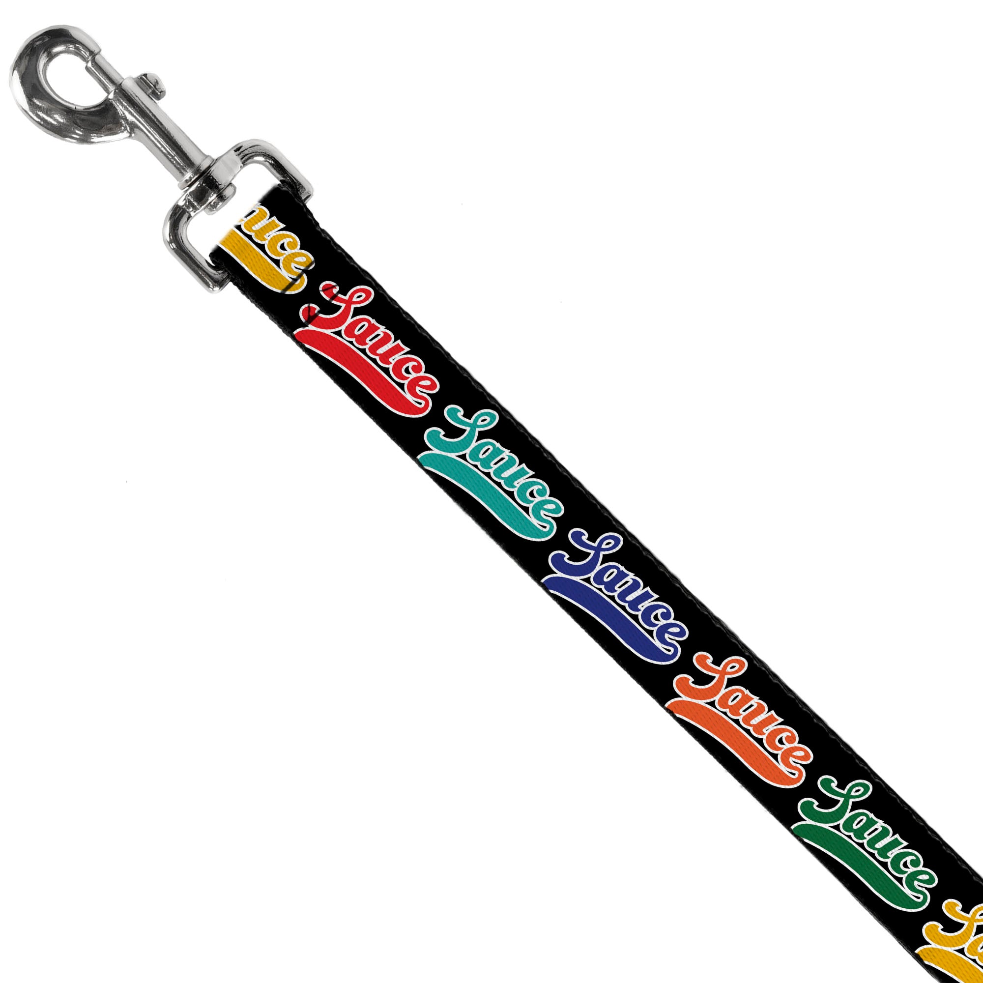 Dog Leash - SAUCE Baseball Script Black/Multi Color Dog Leashes Buckle-Down