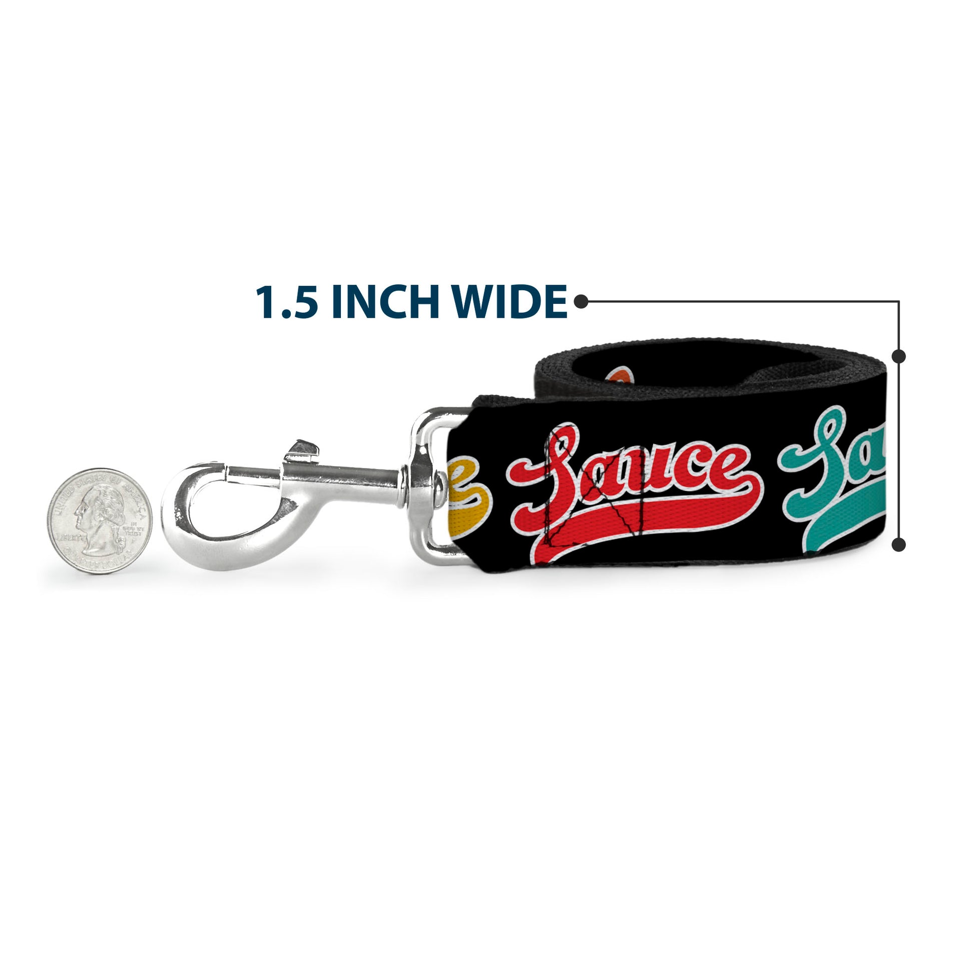 Dog Leash - SAUCE Baseball Script Black/Multi Color Dog Leashes Buckle-Down