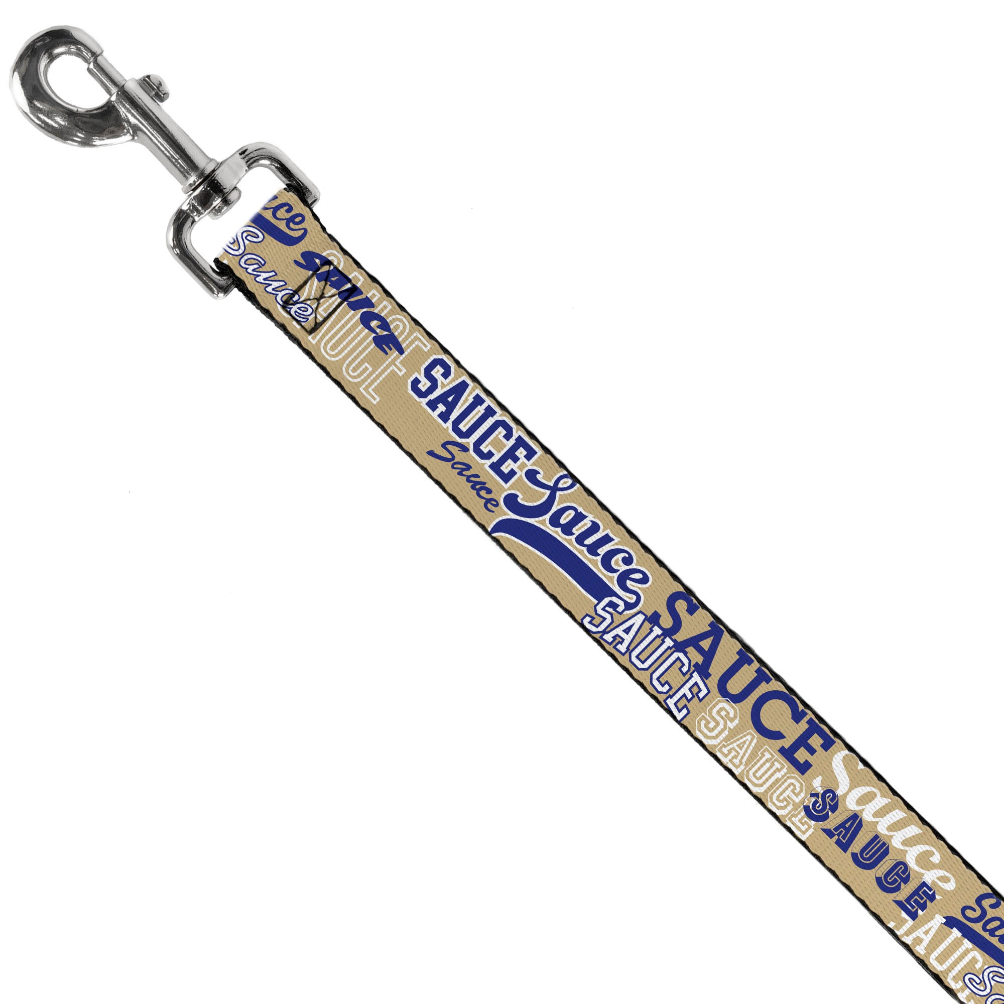 Dog Leash - SAUCE Typography Collage Tan/White/Blue Dog Leashes Buckle-Down