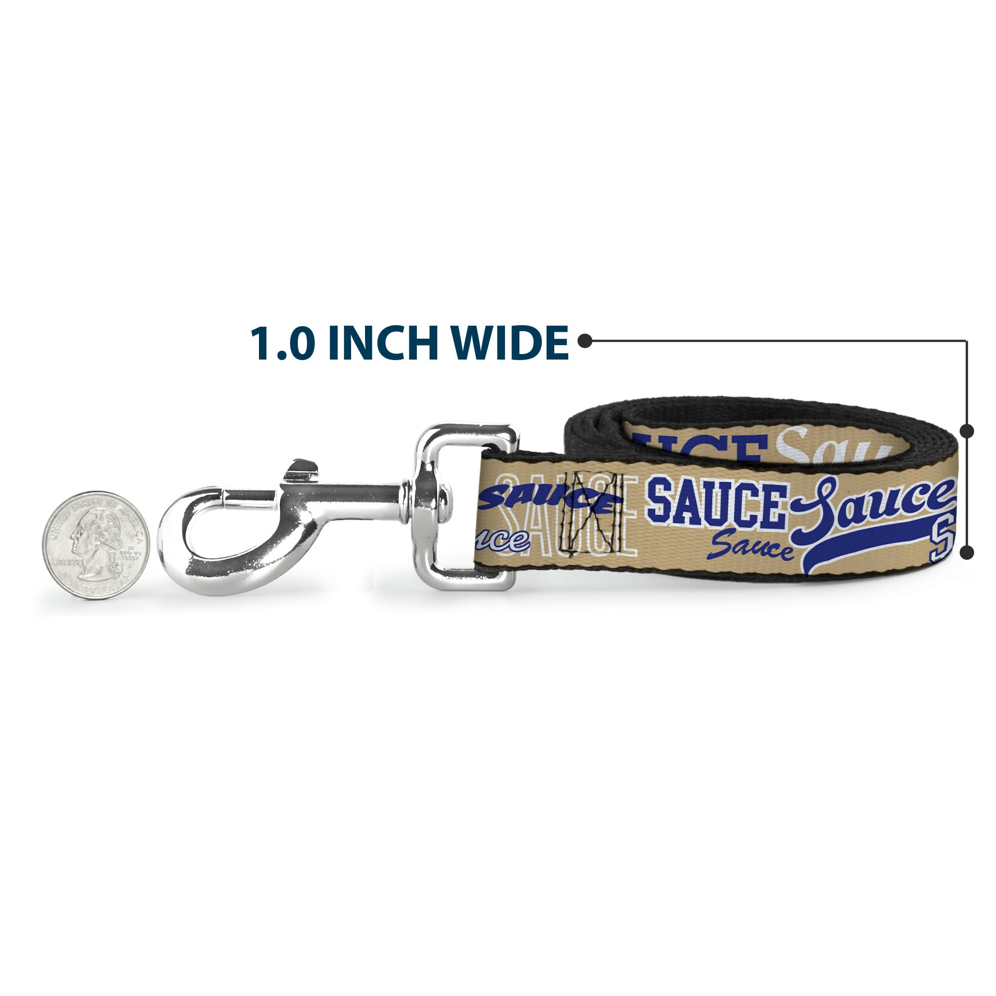 Dog Leash - SAUCE Typography Collage Tan/White/Blue Dog Leashes Buckle-Down