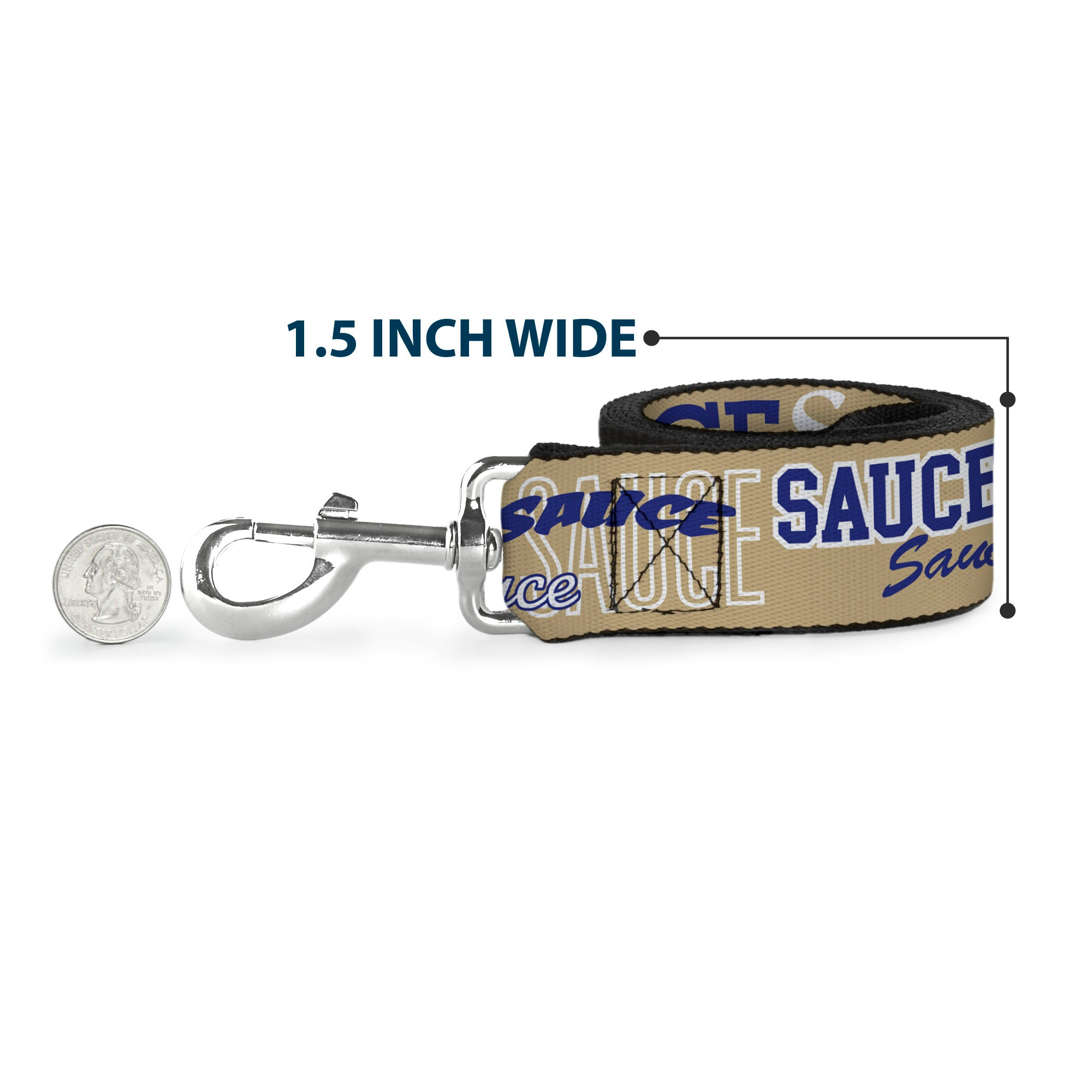 Dog Leash - SAUCE Typography Collage Tan/White/Blue Dog Leashes Buckle-Down