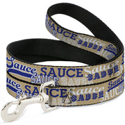 Dog Leash - SAUCE Typography Collage Tan/White/Blue Dog Leashes Buckle-Down