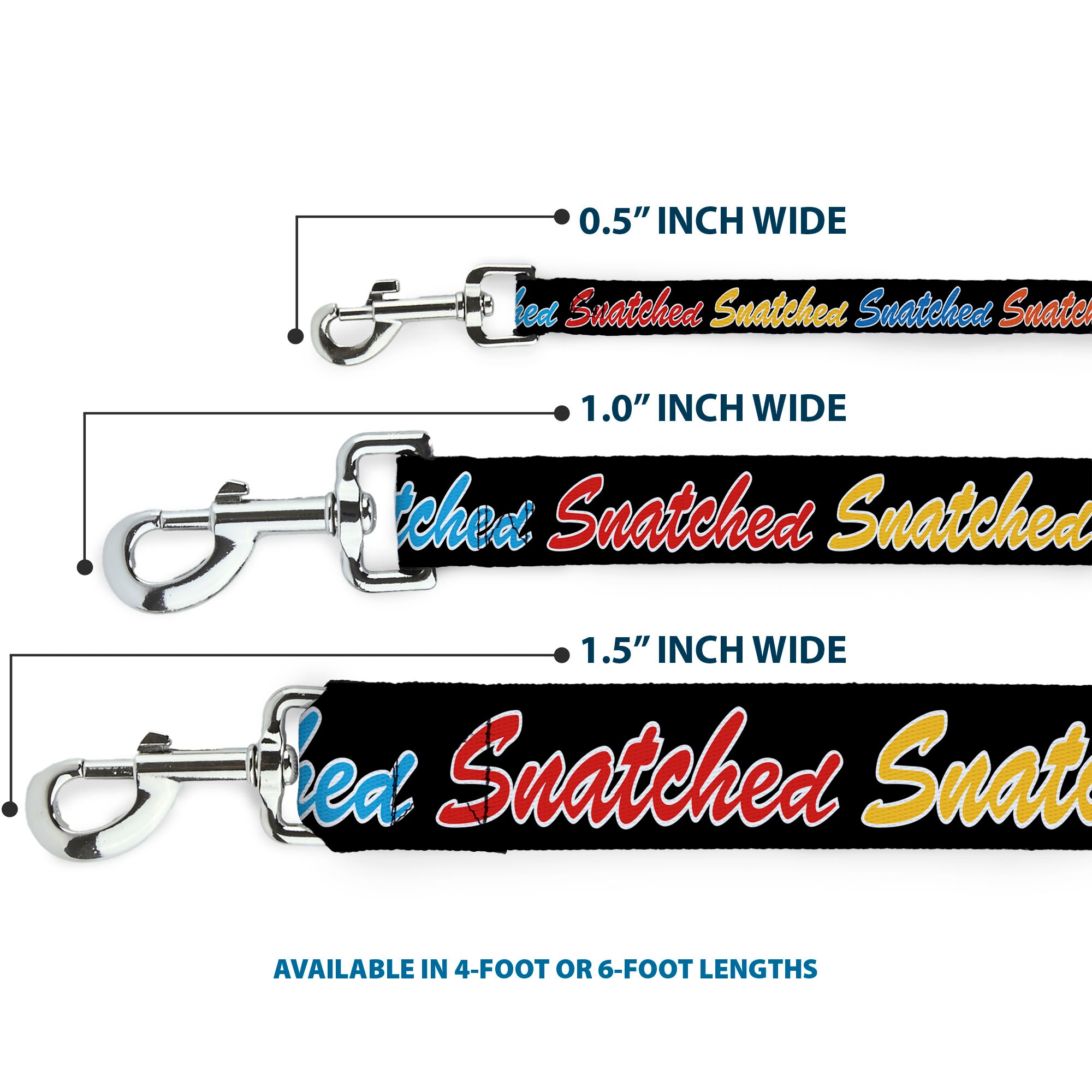 Dog Leash - SNATCHED Script Black/Multi Color Dog Leashes Buckle-Down