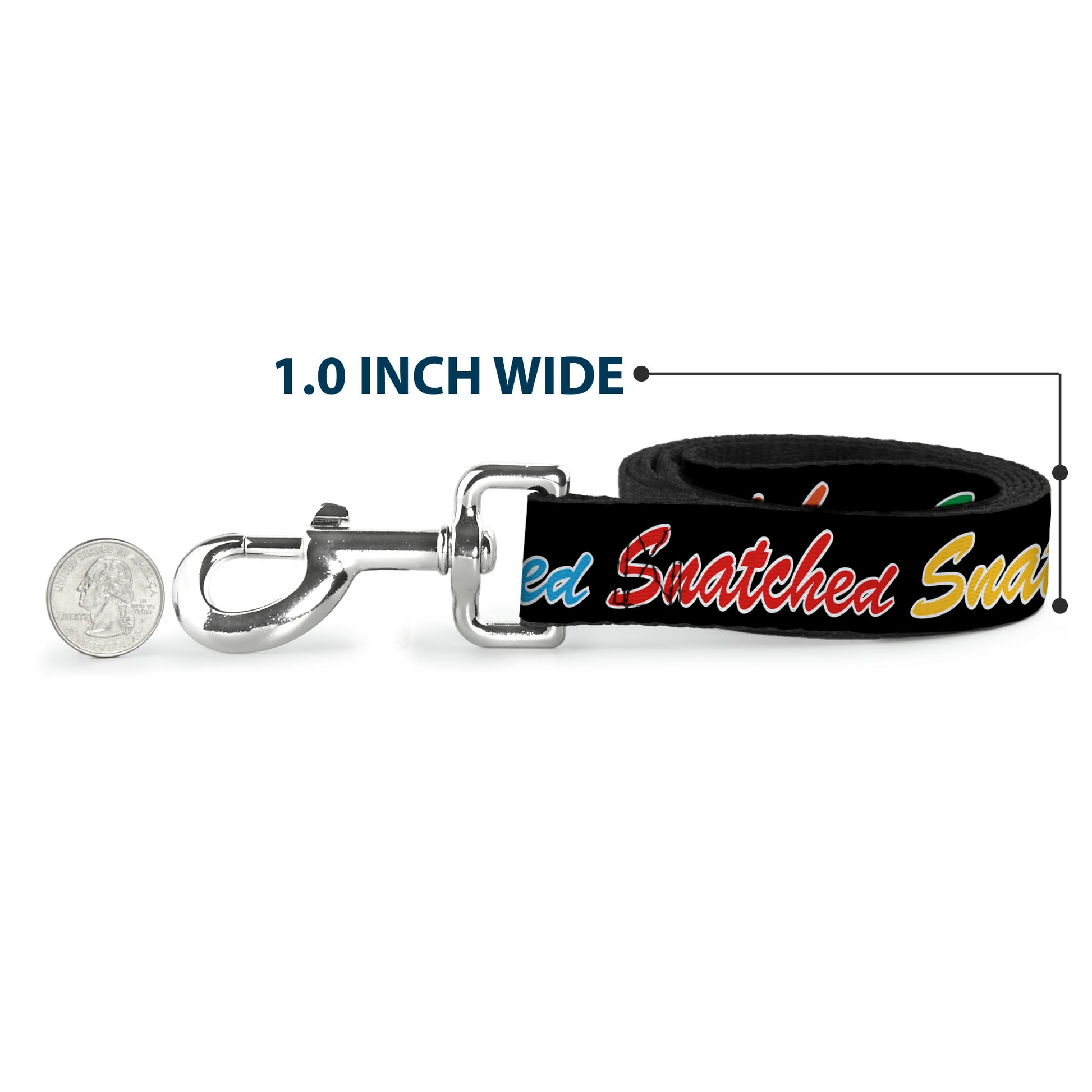 Dog Leash - SNATCHED Script Black/Multi Color Dog Leashes Buckle-Down
