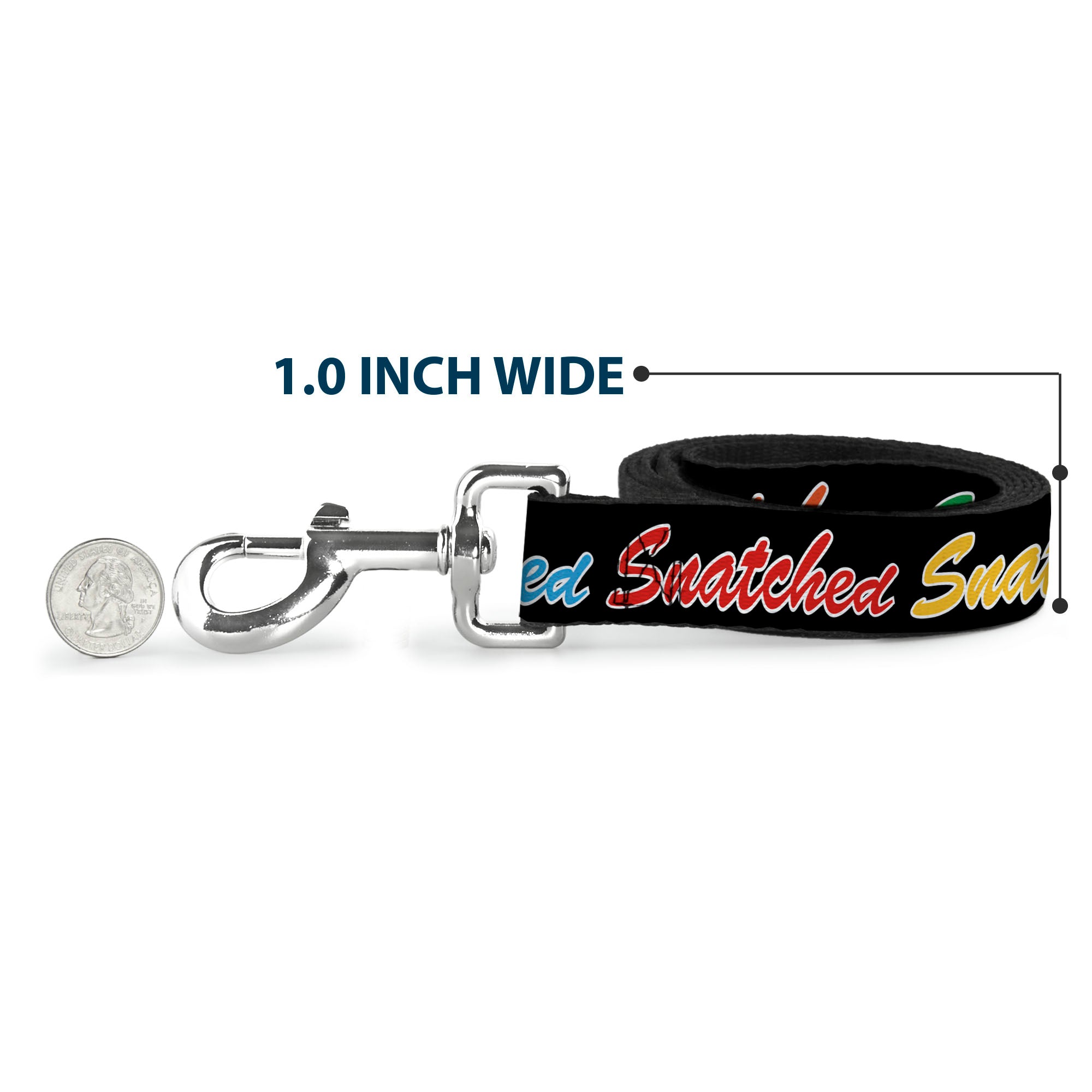 Dog Leash - SNATCHED Script Black/Multi Color Dog Leashes Buckle-Down