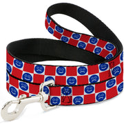 Dog Leash - Smiley Sad Face Checker Red/White/Blue Dog Leashes Buckle-Down