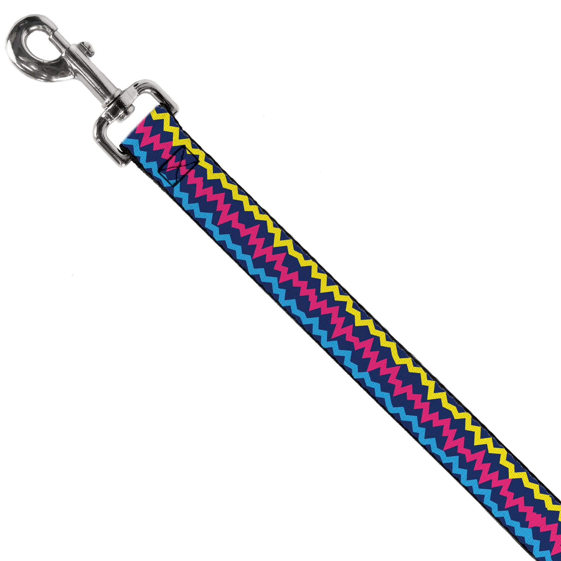 Dog Leash - Scribble Zig Zag Stripe Navy/Multi Color Dog Leashes Buckle-Down