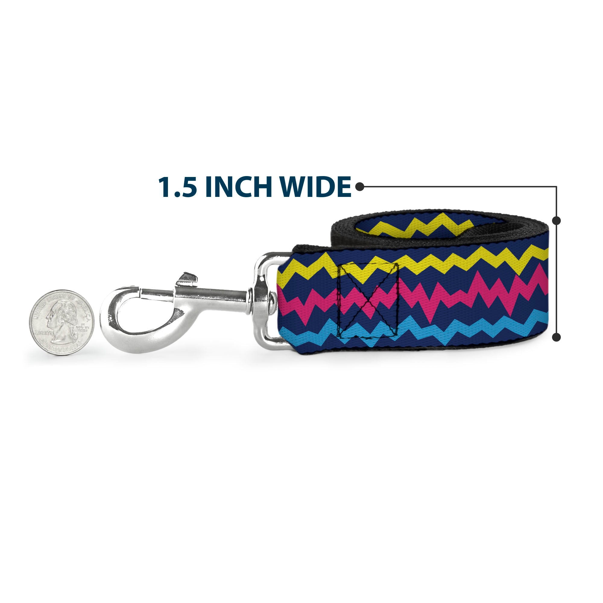 Dog Leash - Scribble Zig Zag Stripe Navy/Multi Color Dog Leashes Buckle-Down