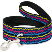 Dog Leash - Scribble Zig Zag Stripe Navy/Multi Color Dog Leashes Buckle-Down