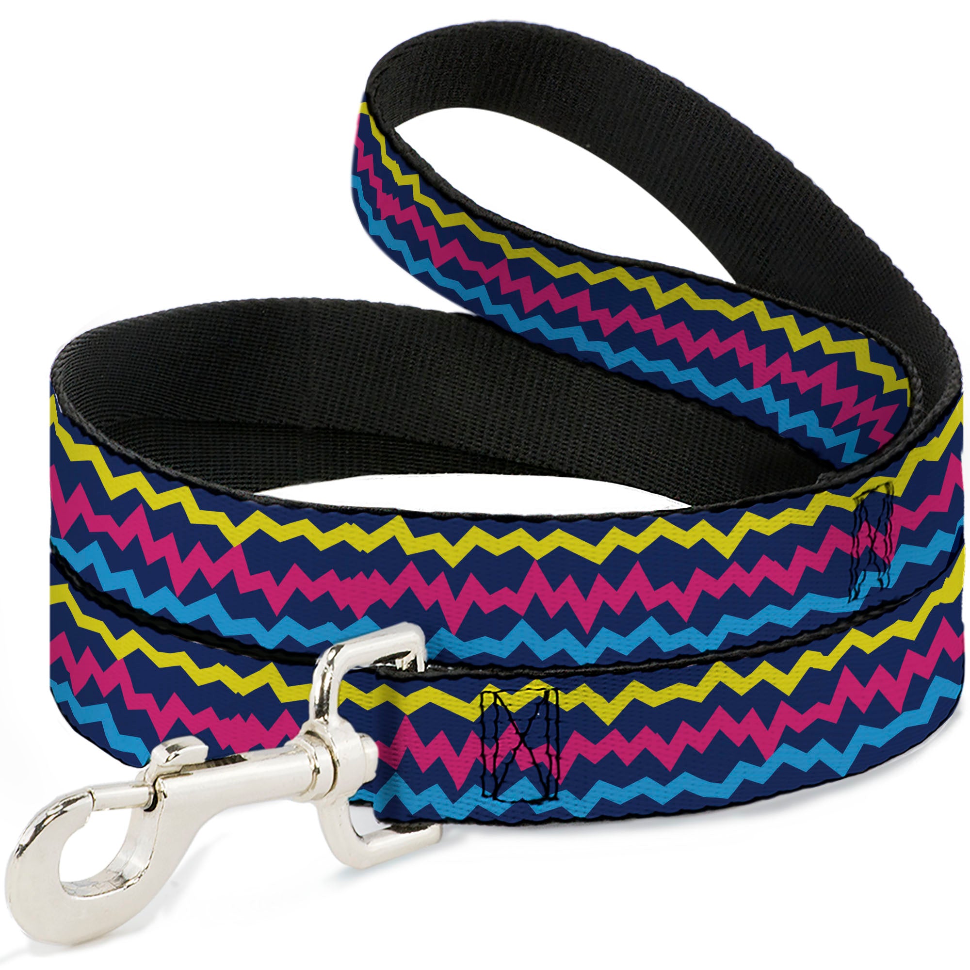 Dog Leash - Scribble Zig Zag Stripe Navy/Multi Color Dog Leashes Buckle-Down