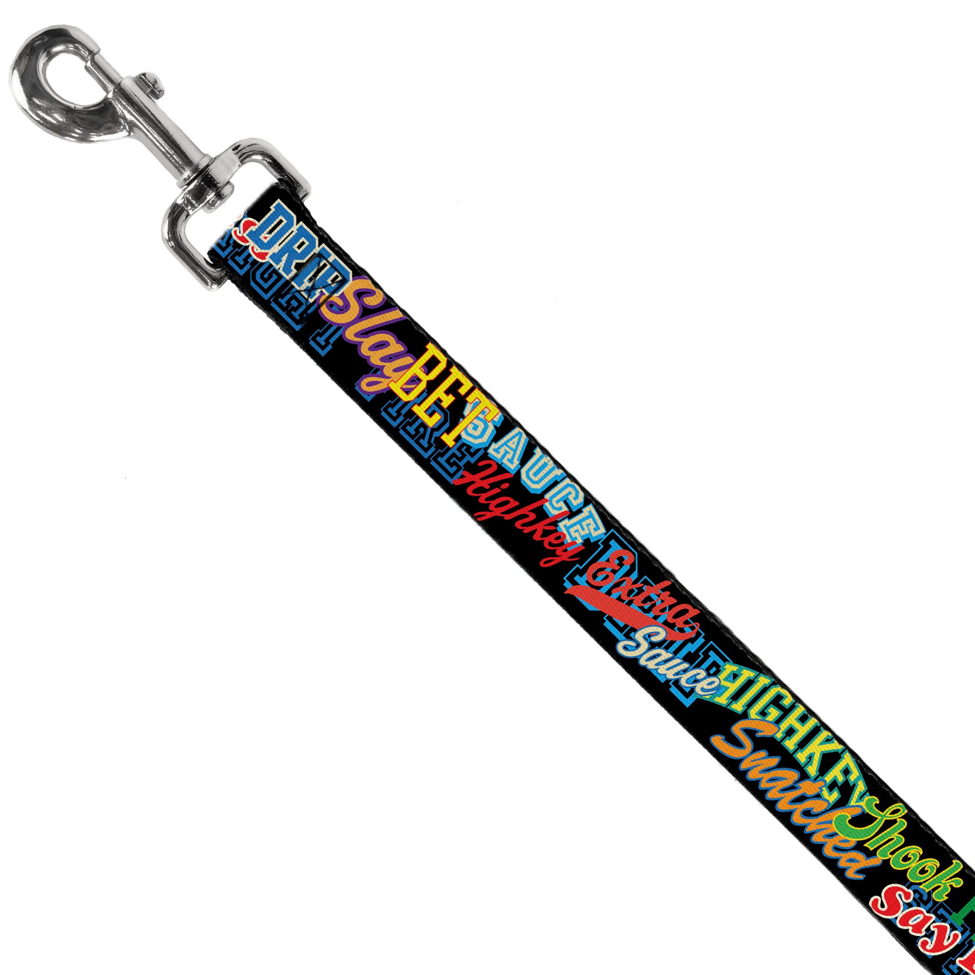 Dog Leash - Slang Verbiage Stacked Black/Multi Color Dog Leashes Buckle-Down