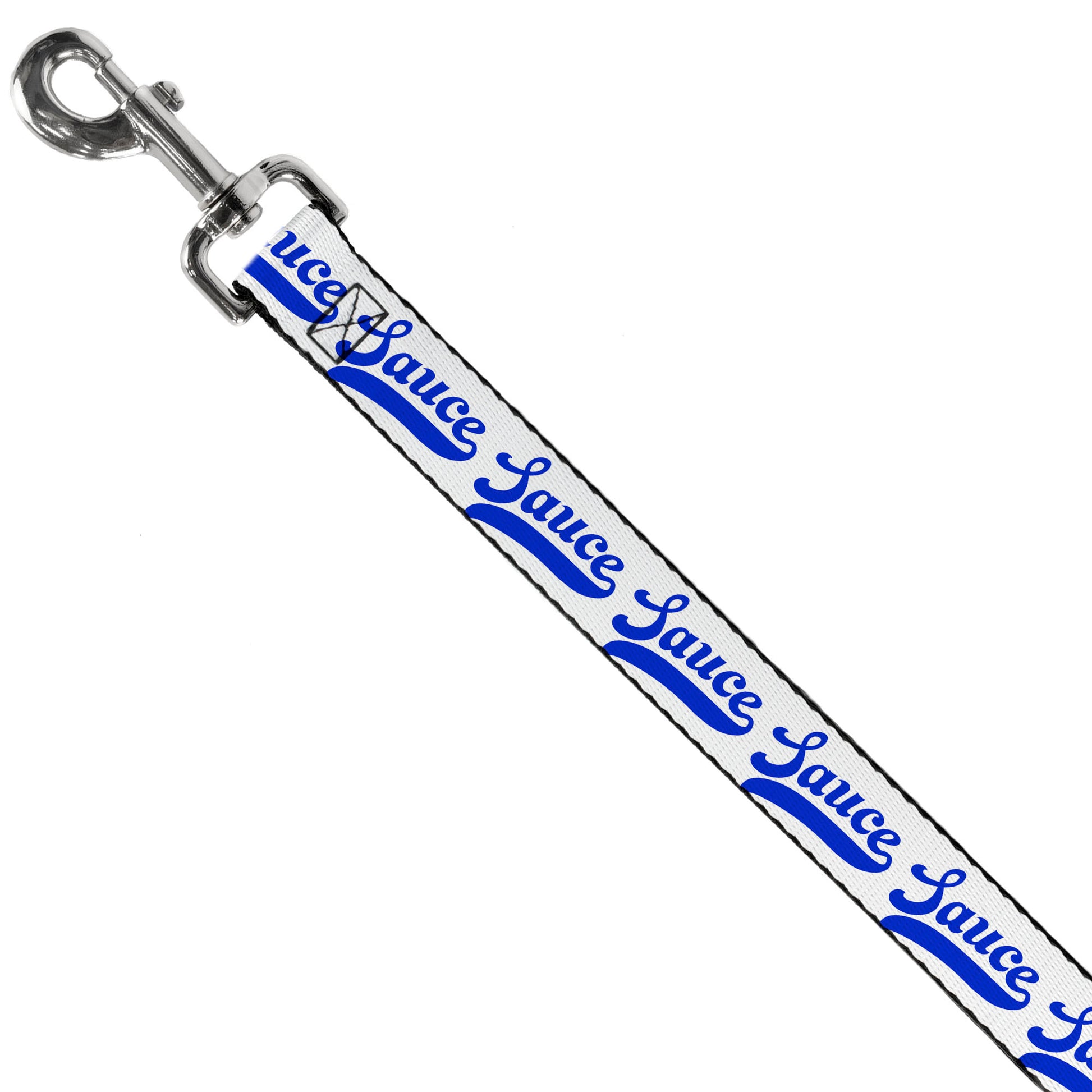 Dog Leash - SAUCE Baseball Script White/Blue Dog Leashes Buckle-Down