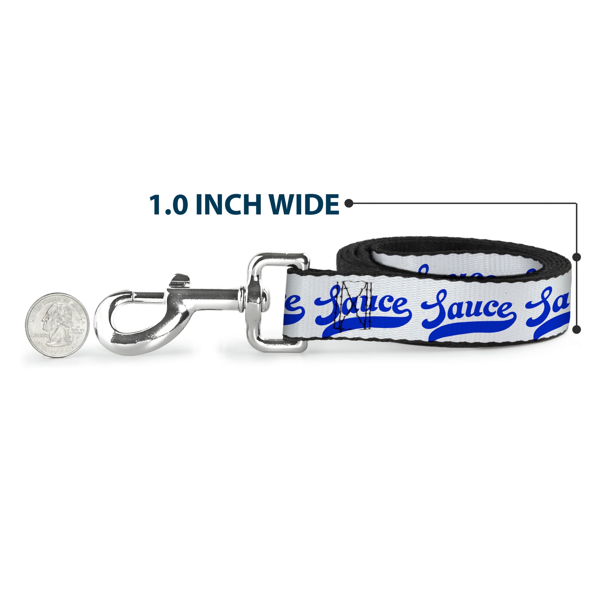 Dog Leash - SAUCE Baseball Script White/Blue Dog Leashes Buckle-Down