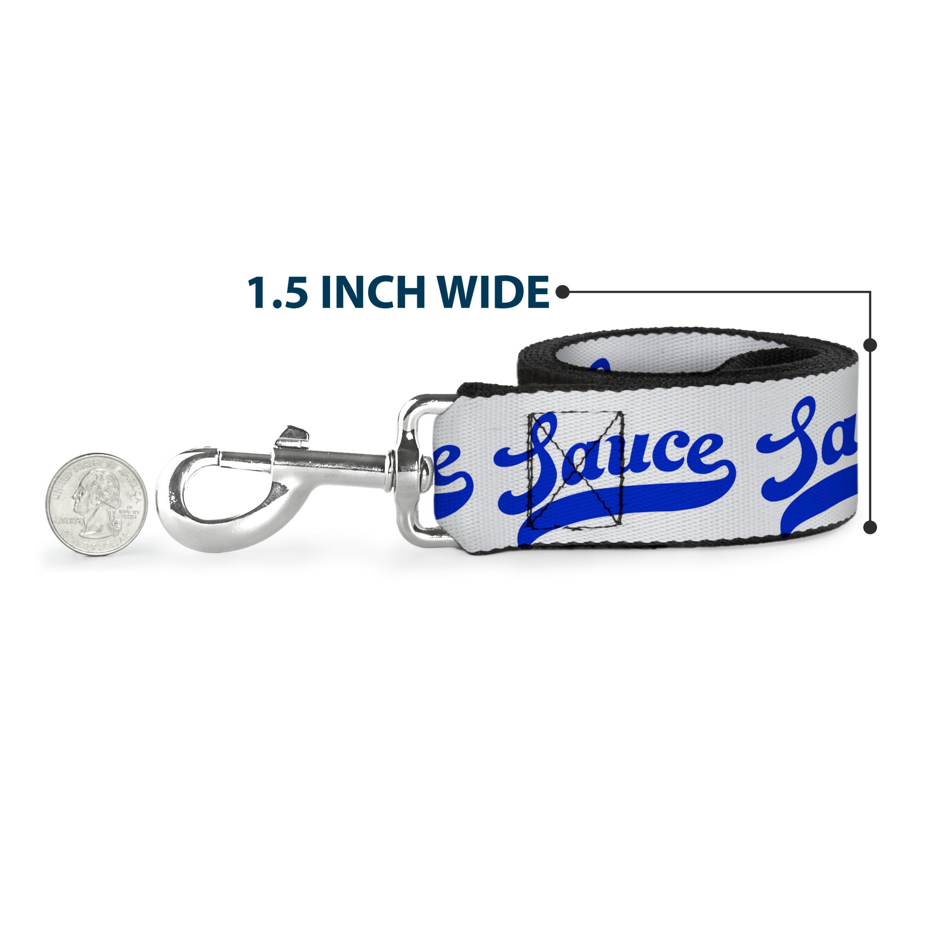 Dog Leash - SAUCE Baseball Script White/Blue Dog Leashes Buckle-Down