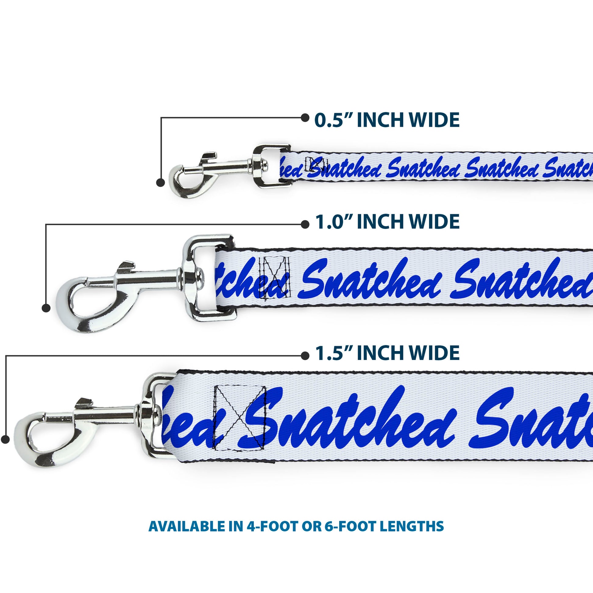 Dog Leash - SNATCHED Script White/Blue Dog Leashes Buckle-Down