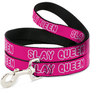 Dog Leash - SLAY QUEEN Bubble Text Pink/White Dog Leashes Buckle-Down