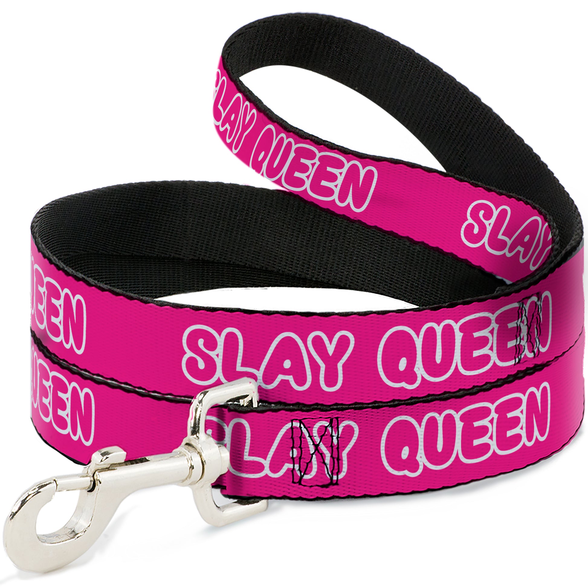 Dog Leash - SLAY QUEEN Bubble Text Pink/White Dog Leashes Buckle-Down