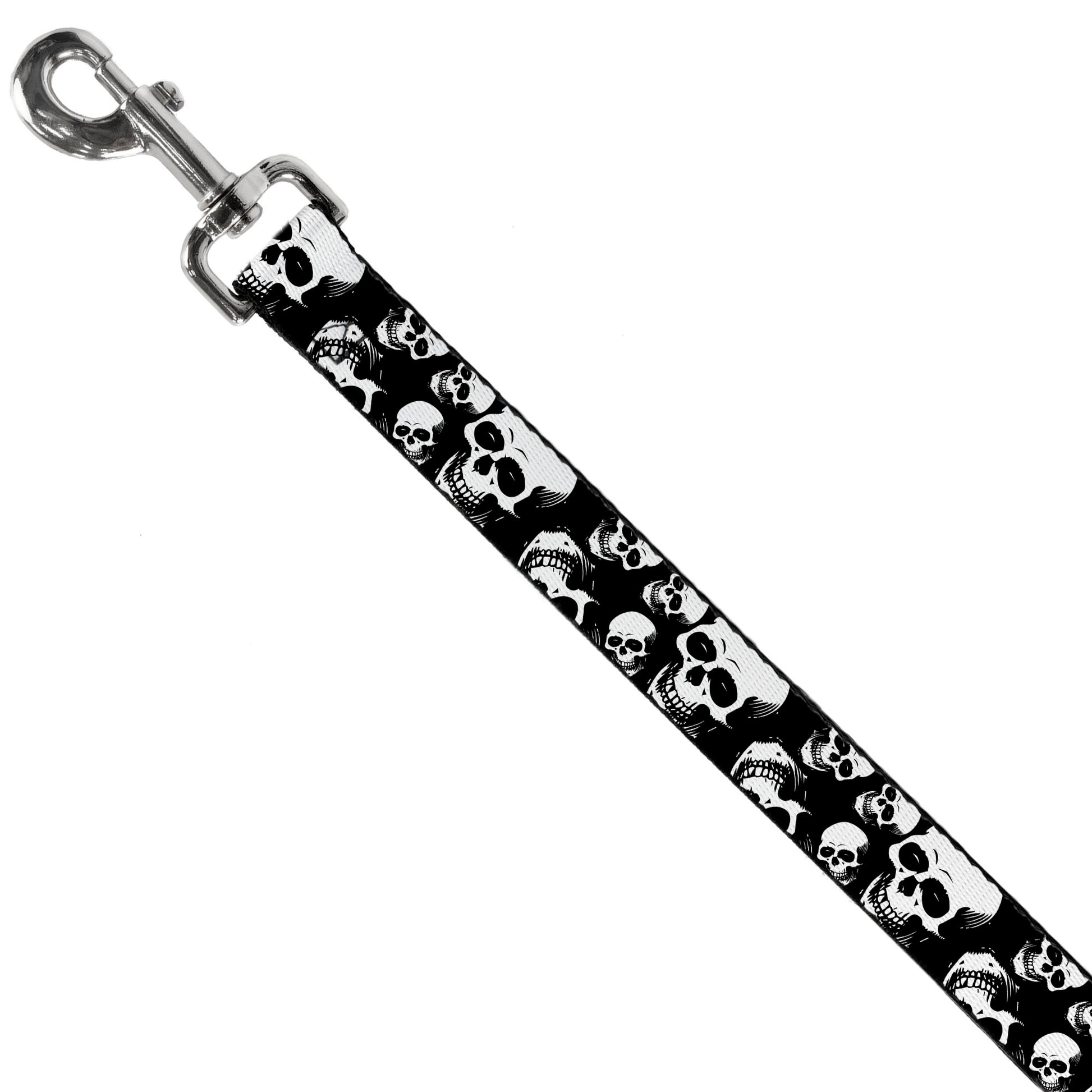 Dog Leash - Smiling Vivid Skulls Black/White/Grays Dog Leashes Buckle-Down