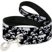 Dog Leash - Smiling Vivid Skulls Black/White/Grays Dog Leashes Buckle-Down