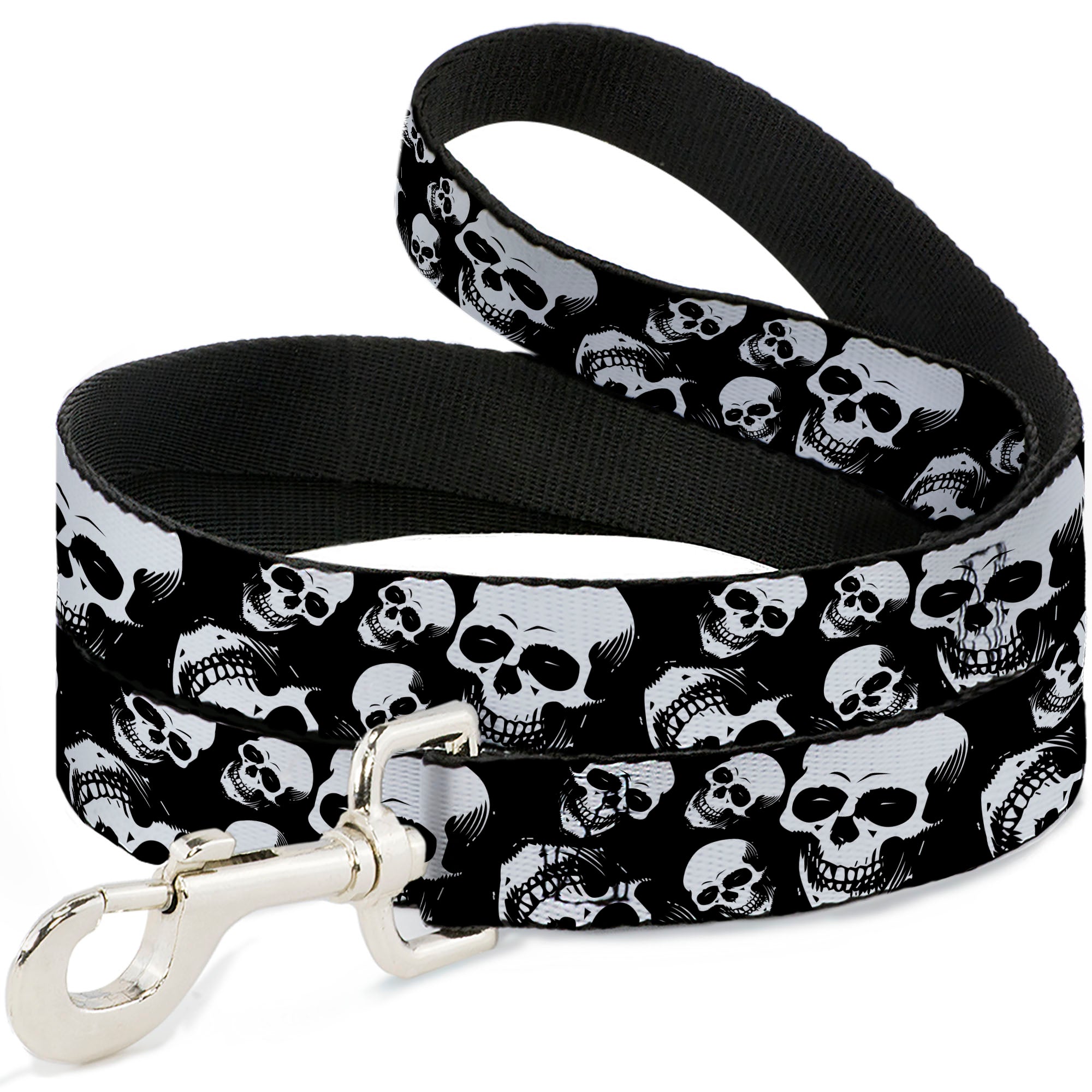 Dog Leash - Smiling Vivid Skulls Black/White/Grays Dog Leashes Buckle-Down