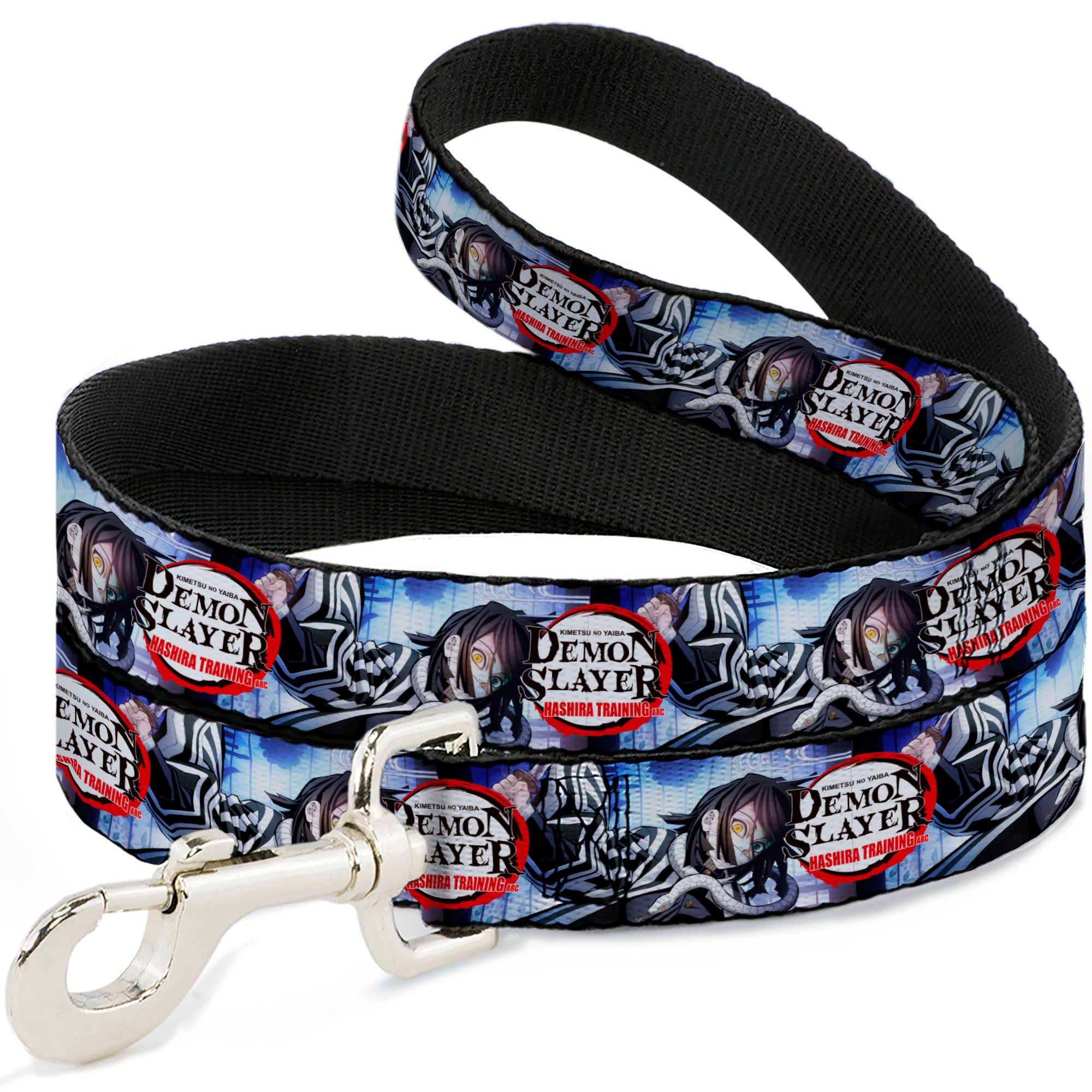 Dog Leash - DEMON SLAYER Obanai Iguro Pose and Title Logo Dog Leashes Demon Slayer