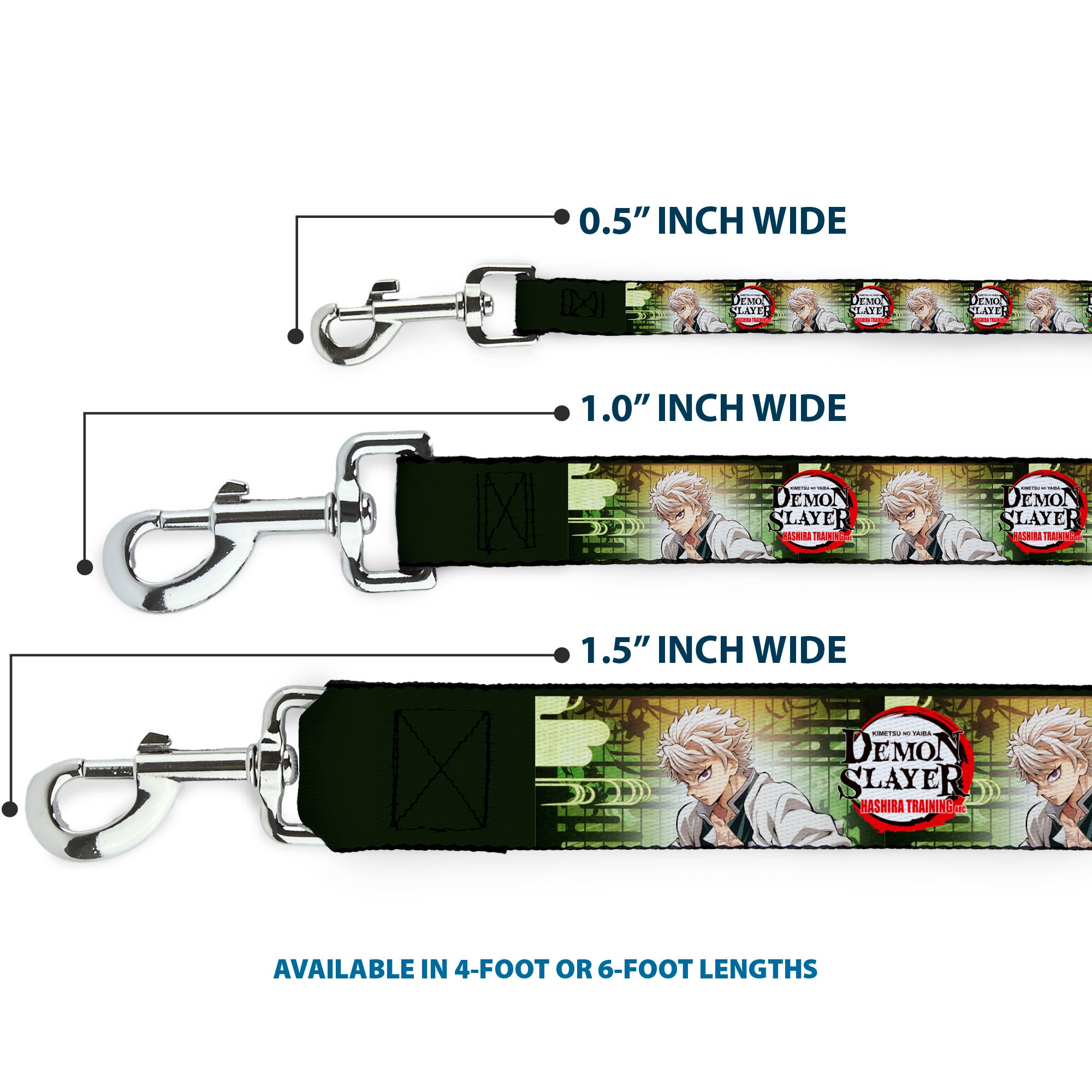 Dog Leash - DEMON SLAYER Sanemi Shinazugawa Pose and Title Logo Dog Leashes Demon Slayer