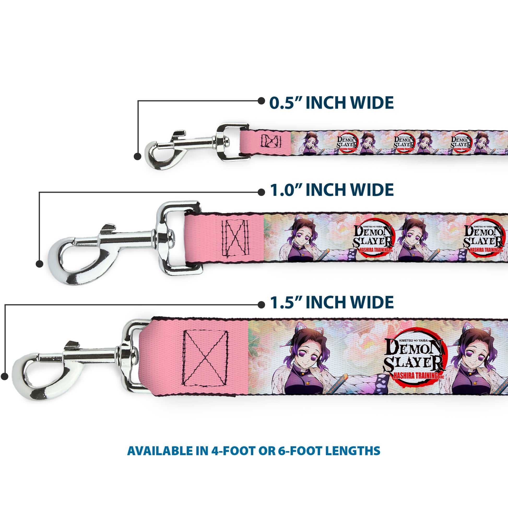 Dog Leash - DEMON SLAYER Shinobu Kocho Pose and Title Logo Dog Leashes Demon Slayer