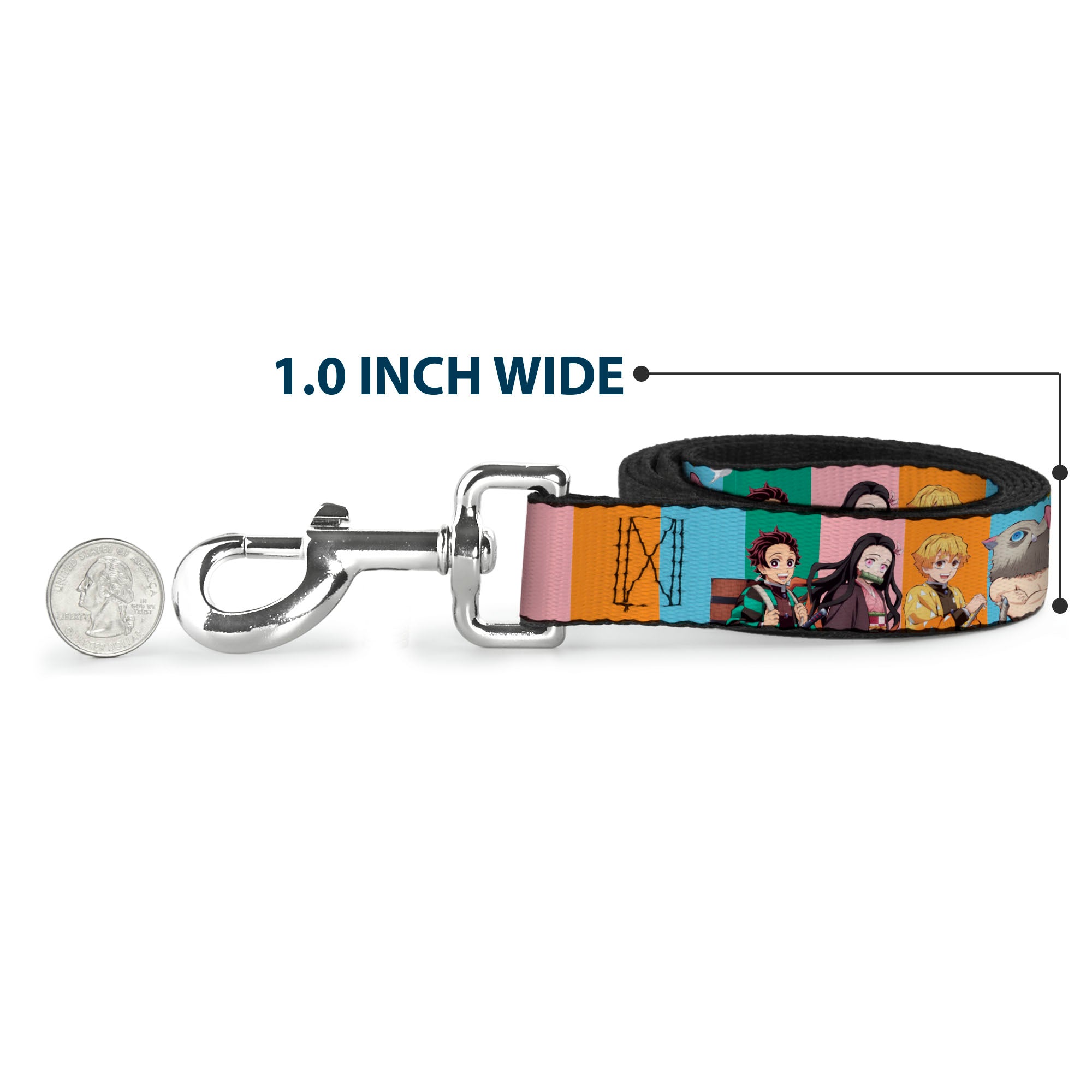 Dog Leash - Demon Slayer Four Character Group Pose Blocks Multi Color Dog Leashes Demon Slayer