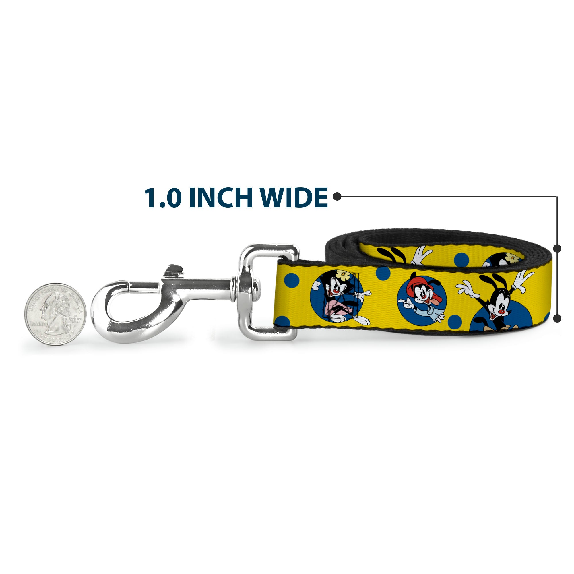 Dog Leash - Animaniacs Yakko Wakko and Dot Poses Yellow/Blue Dog Leashes Animaniacs