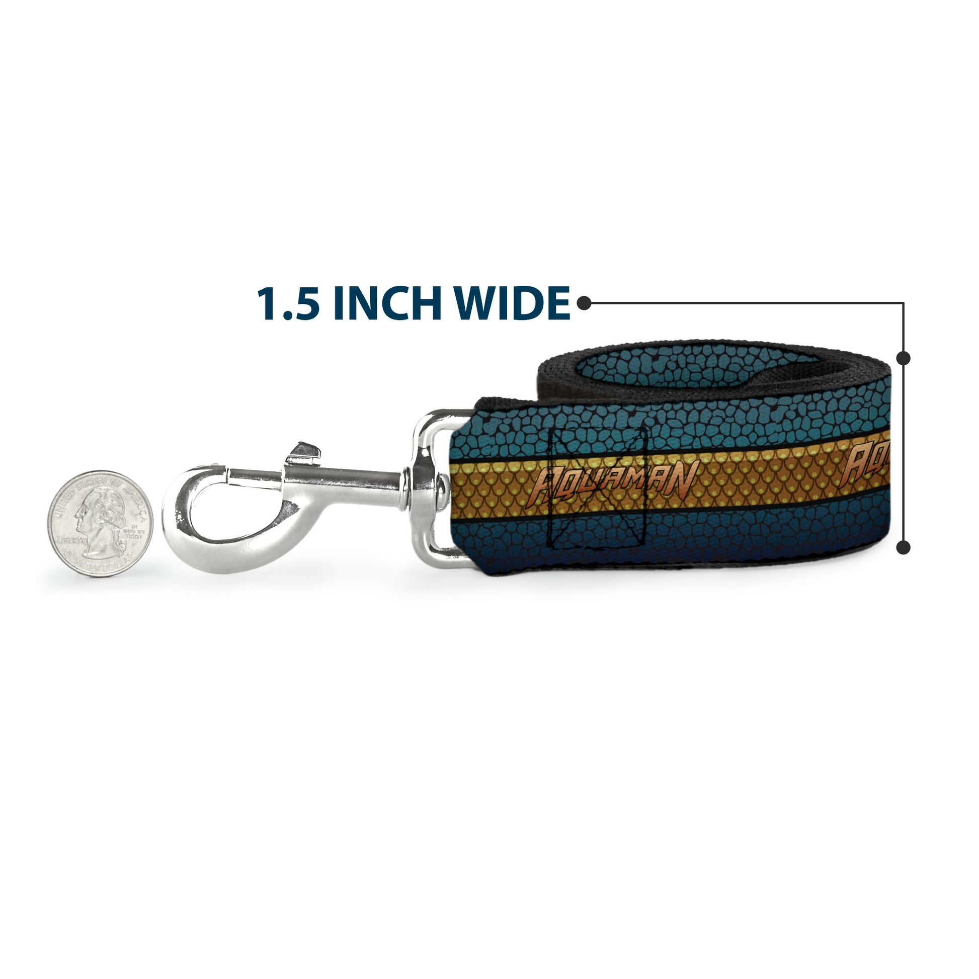 Dog Leash - AQUAMAN Scales Stripe Blues/Golds Dog Leashes DC Comics