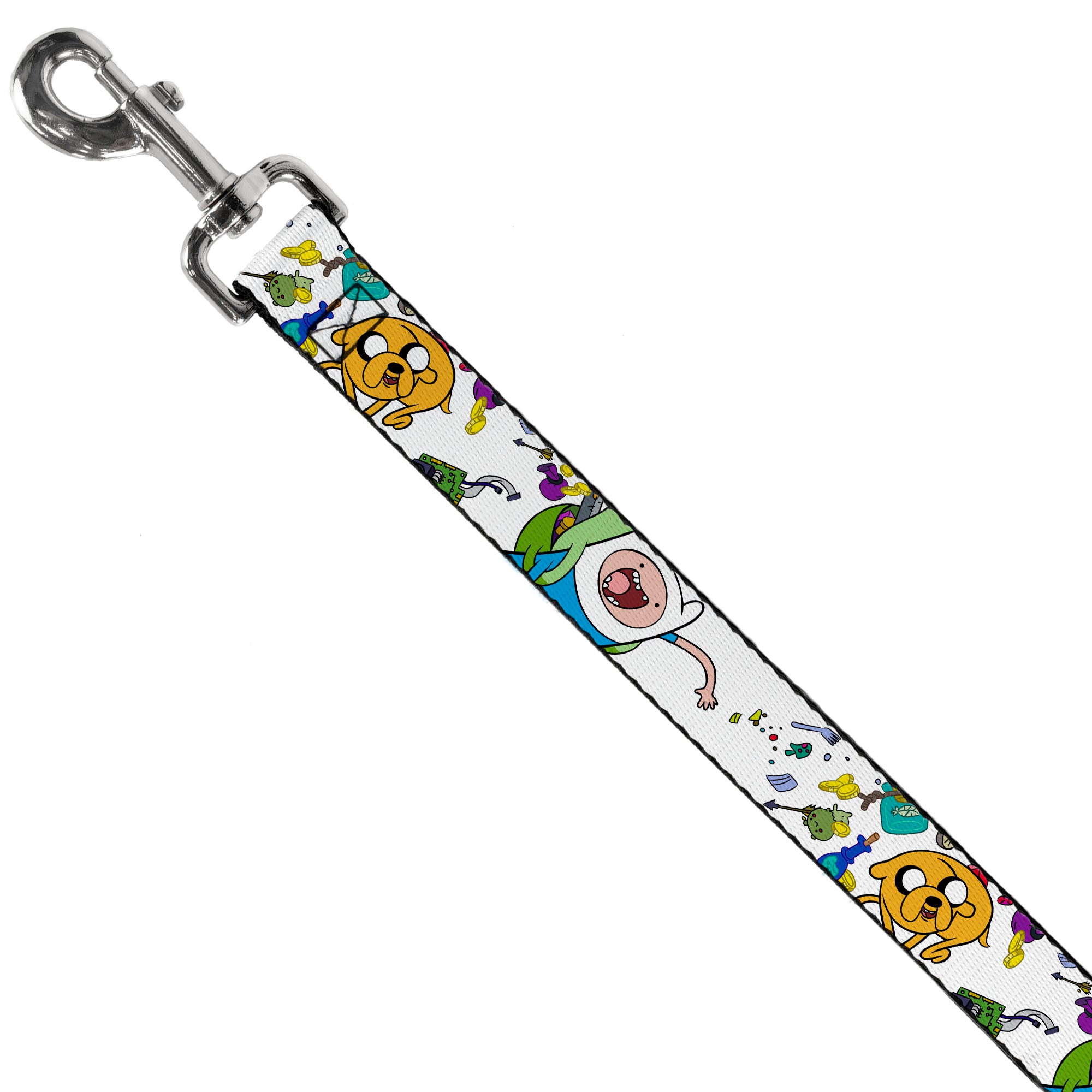 Dog Leash - Adventure Time Jake and Finn Open Pack Pose White Dog Leashes Adventure Time