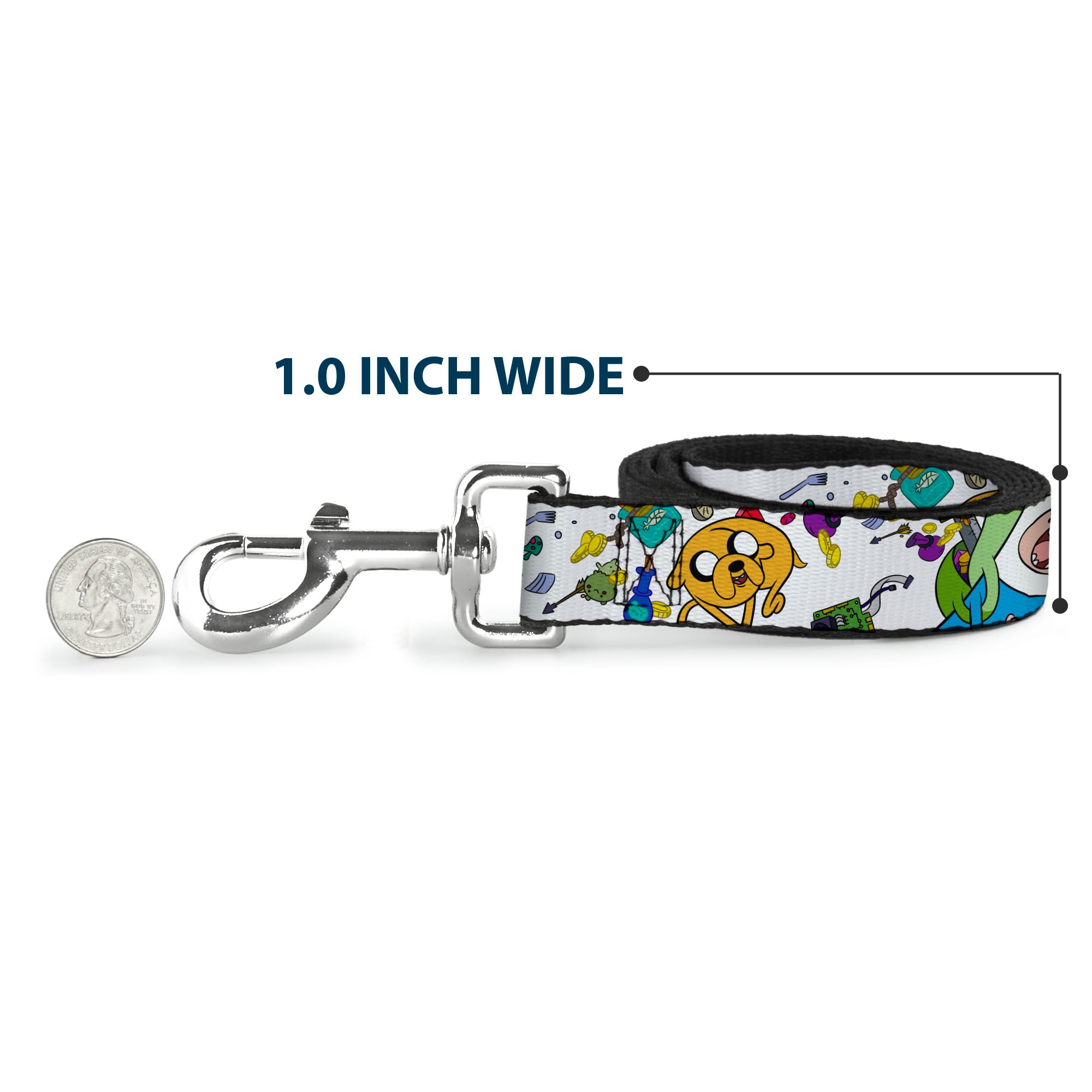 Dog Leash - Adventure Time Jake and Finn Open Pack Pose White Dog Leashes Adventure Time