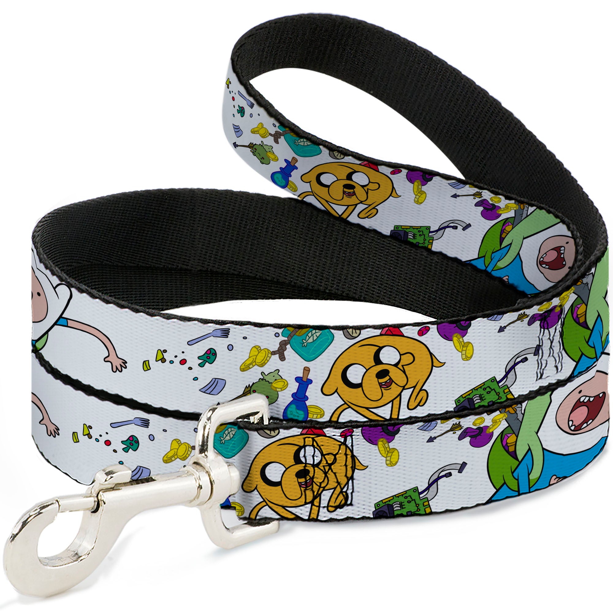 Dog Leash - Adventure Time Jake and Finn Open Pack Pose White Dog Leashes Adventure Time